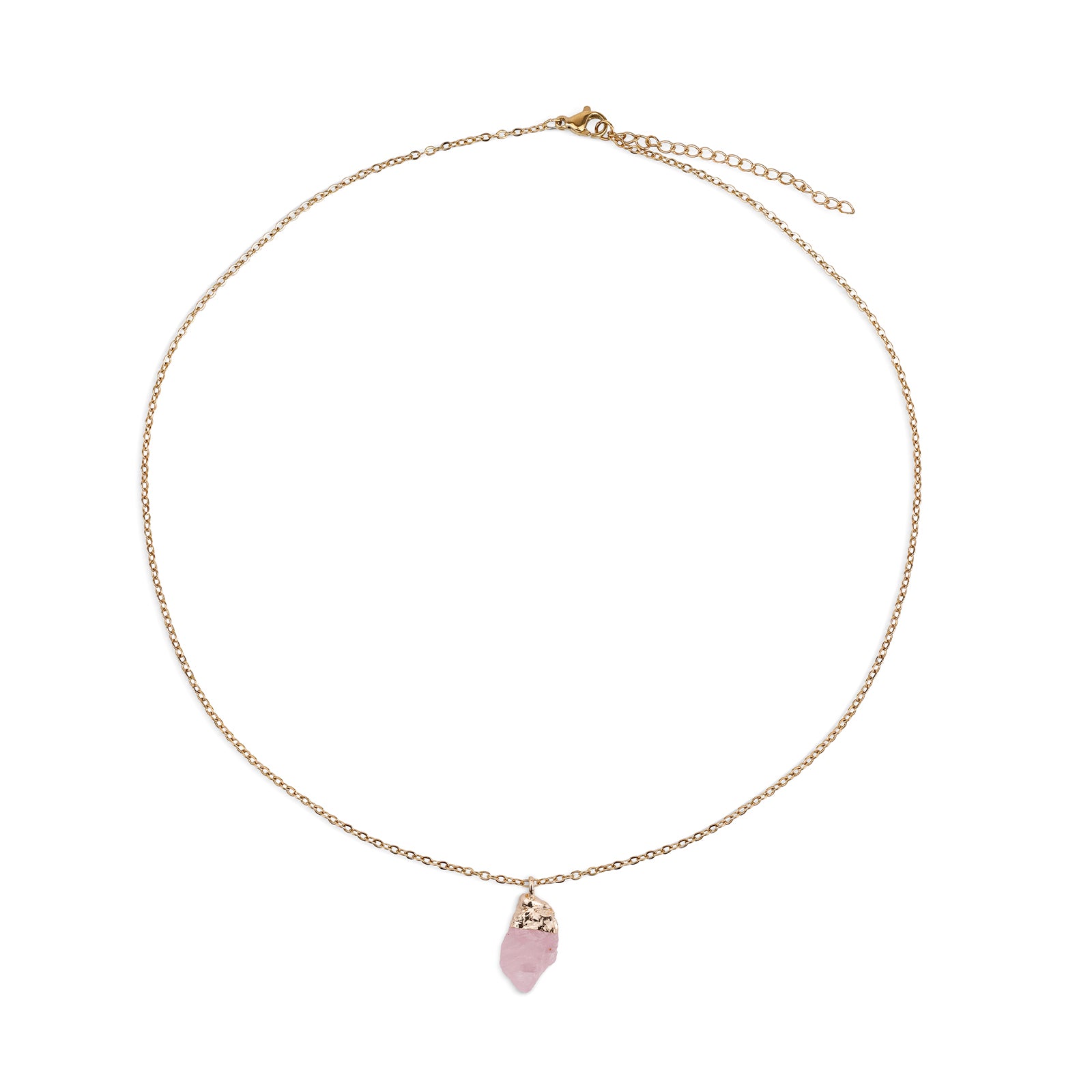 Collier en Quartz Rose naturelle - Octobre (pierre brute)