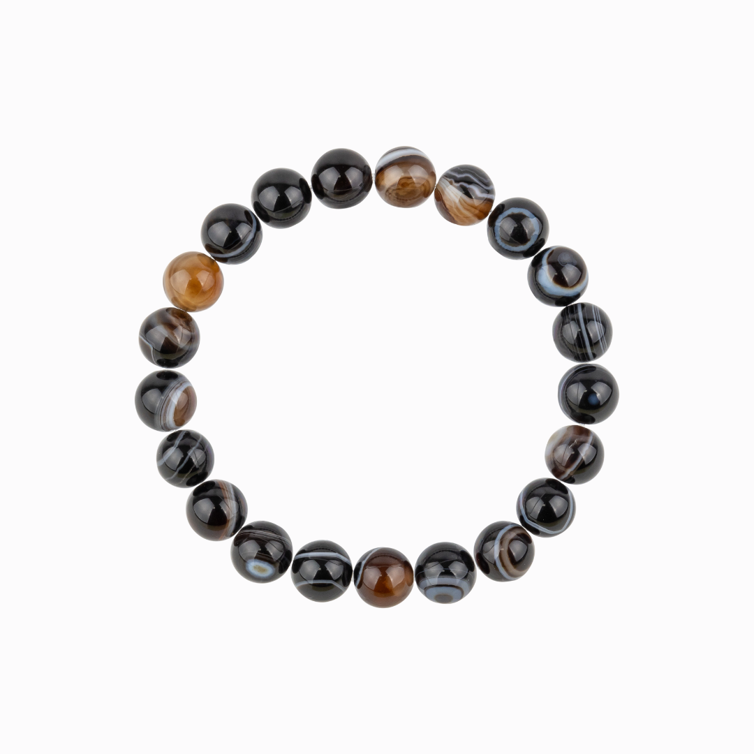 Bracelet en Agate noire naturelle - Qualité A (boules 8mm)
