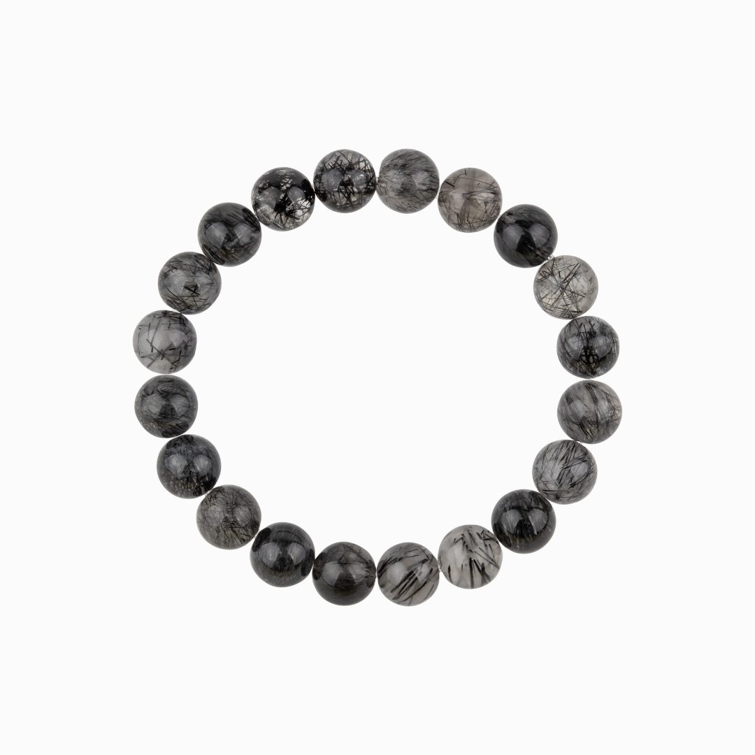 Bracelet en Quartz Rutile noir naturel - Qualité A (boules 8mm)