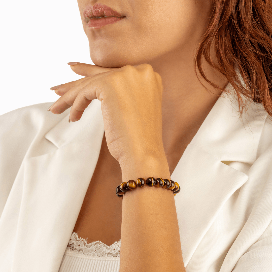 Bracelet en Œil de Tigre naturel - Qualité AAA (boules 8mm)