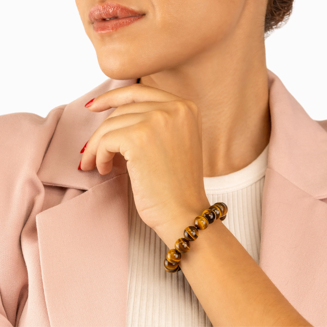 Bracelet en Œil de Tigre naturel - Qualité AAA (boules 10mm)