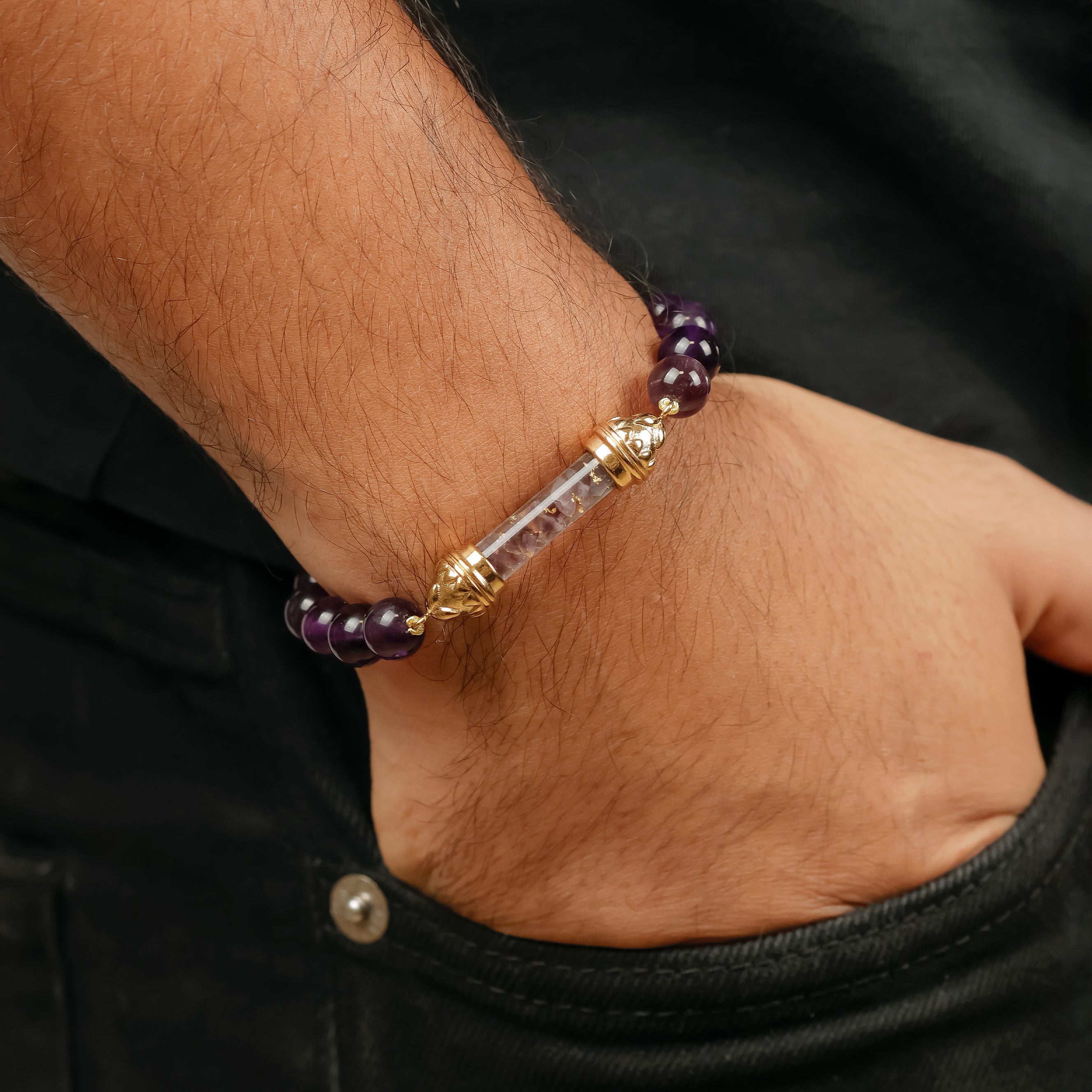 Bracelet en Améthyste et Amulette Sacrée en Améthyste AAA – Calme Spirituel & Clarté