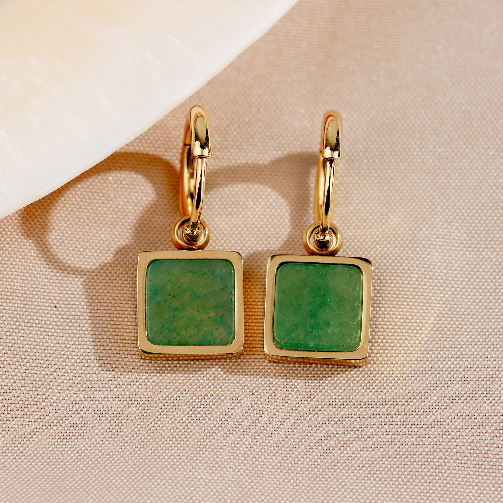 Boucles d’oreilles Gaia – Aventurine & Dorure 18K