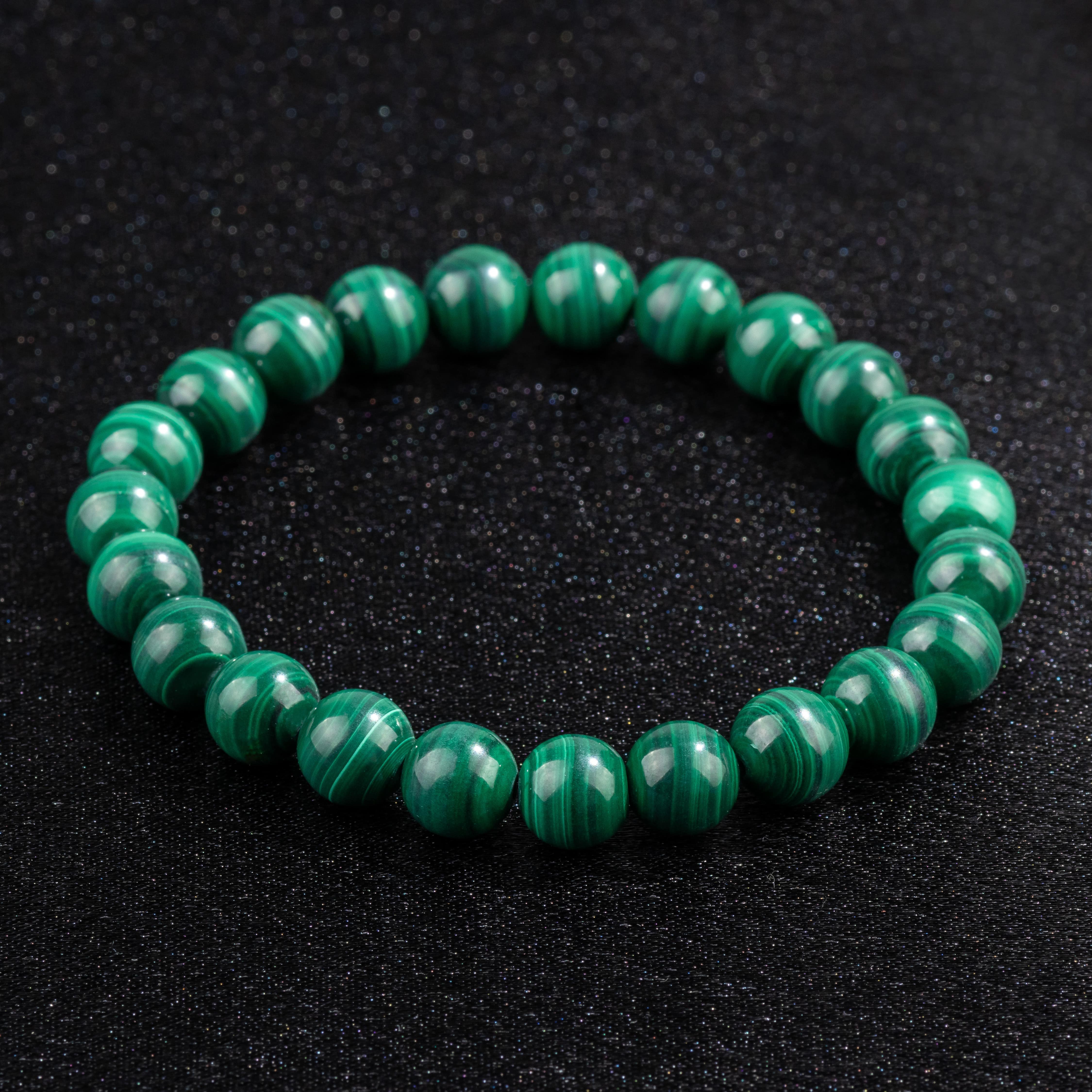 Bracelet en Malachite naturelle - Qualité A (boules 8mm)