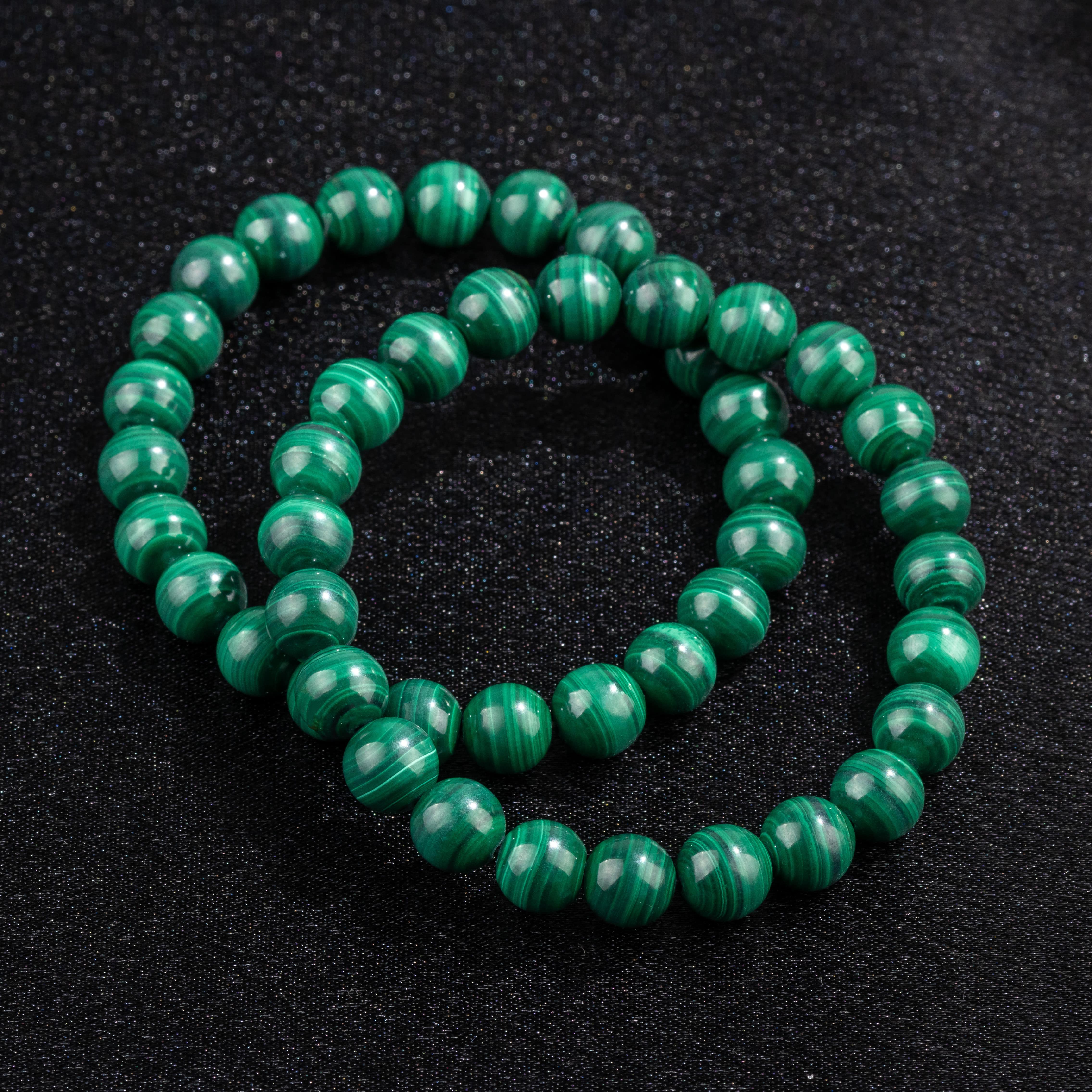Bracelet en Malachite naturelle - Qualité A (boules 8mm)