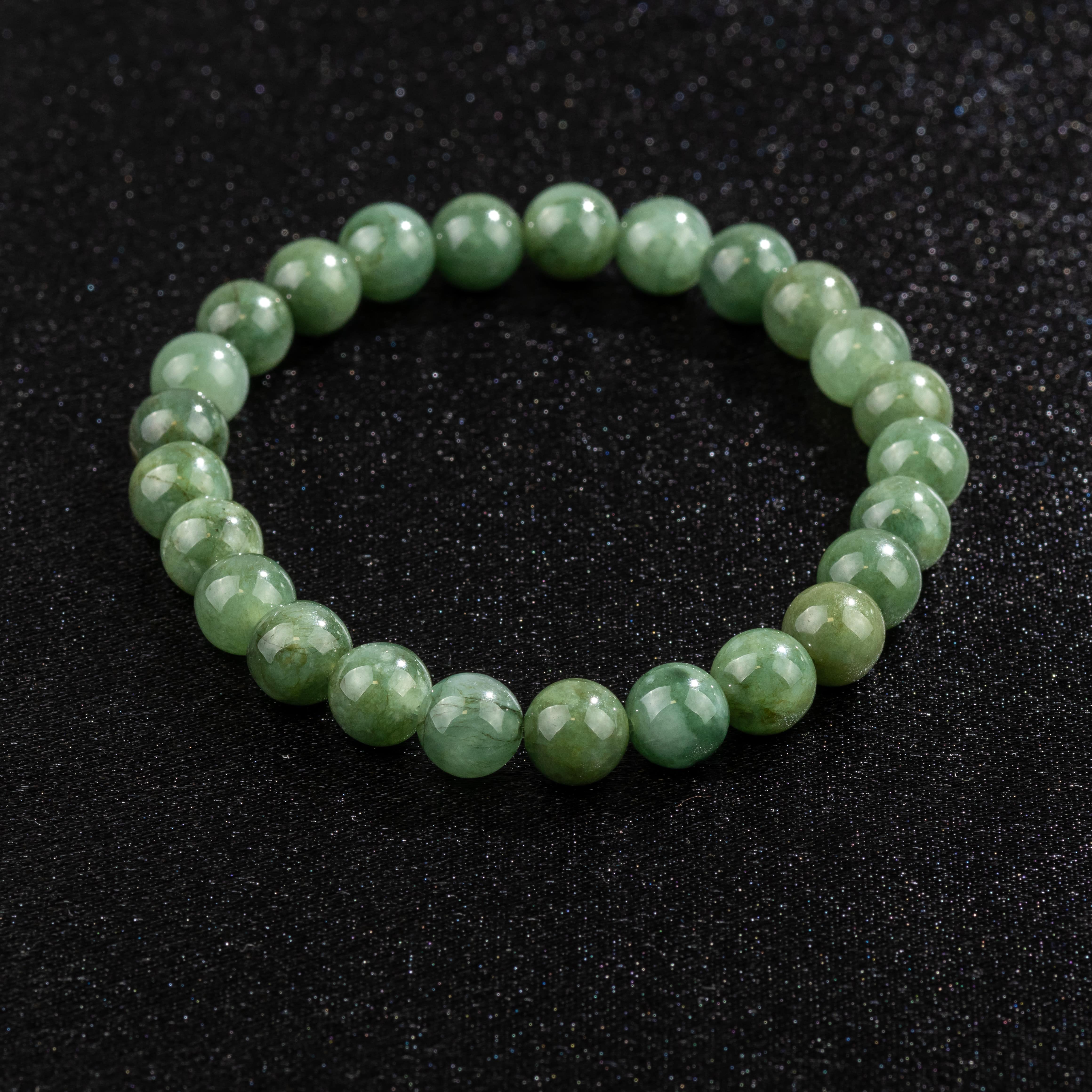 Bracelet en Jade foncé naturel - Qualité A (boules 8mm)