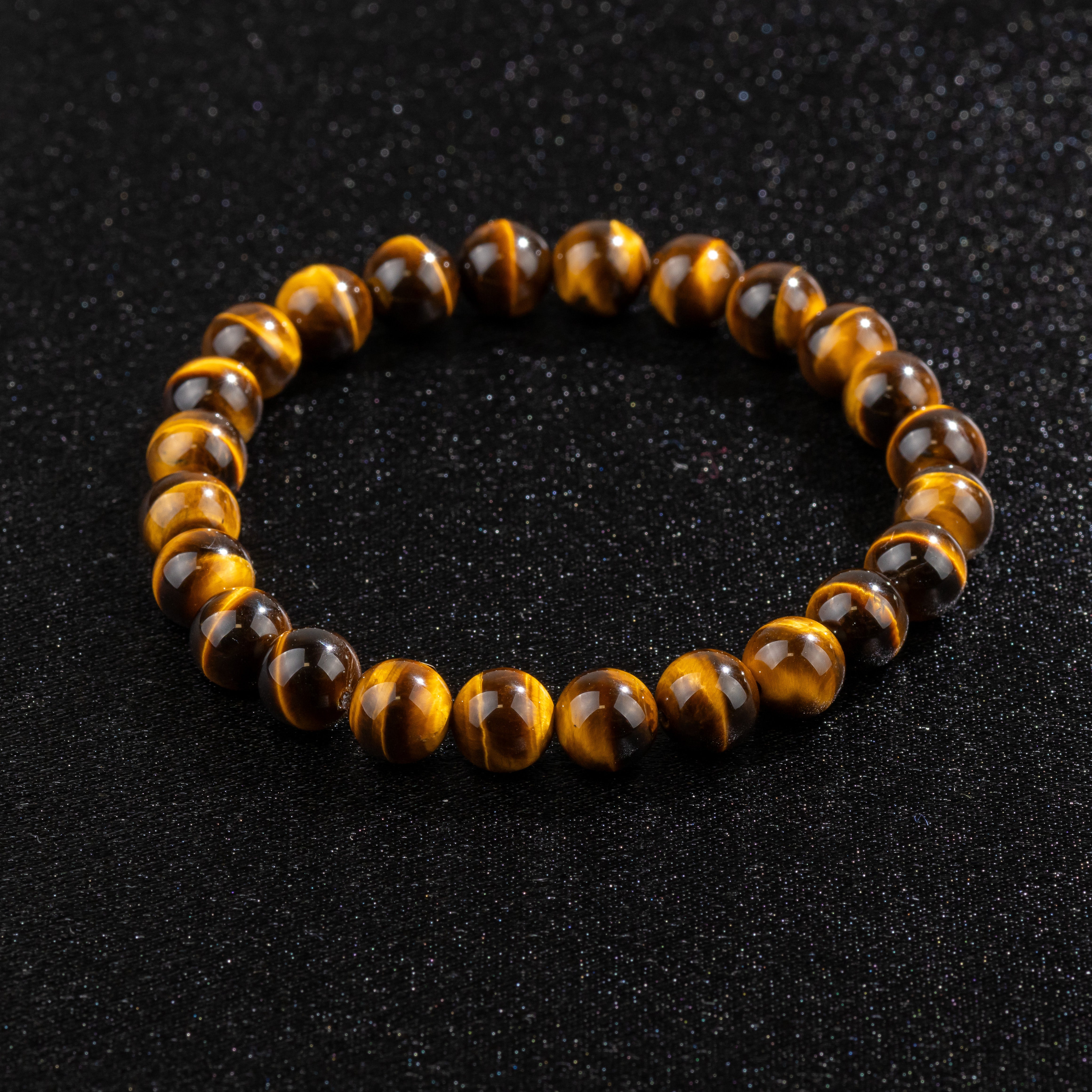 Bracelet en Œil de Tigre naturel - Qualité AAA (boules 8mm)