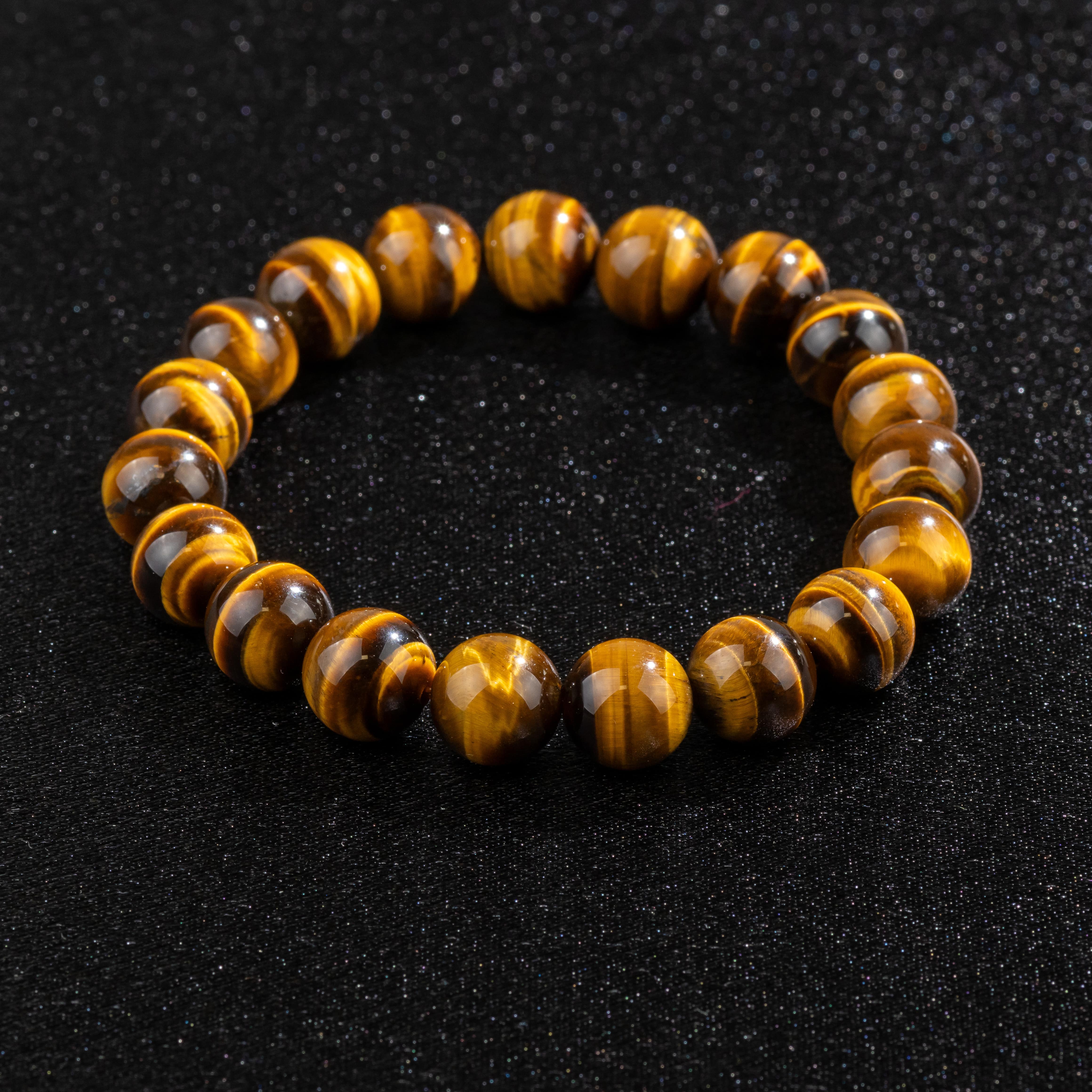 Bracelet en Œil de Tigre naturel - Qualité AAA (boules 10mm)