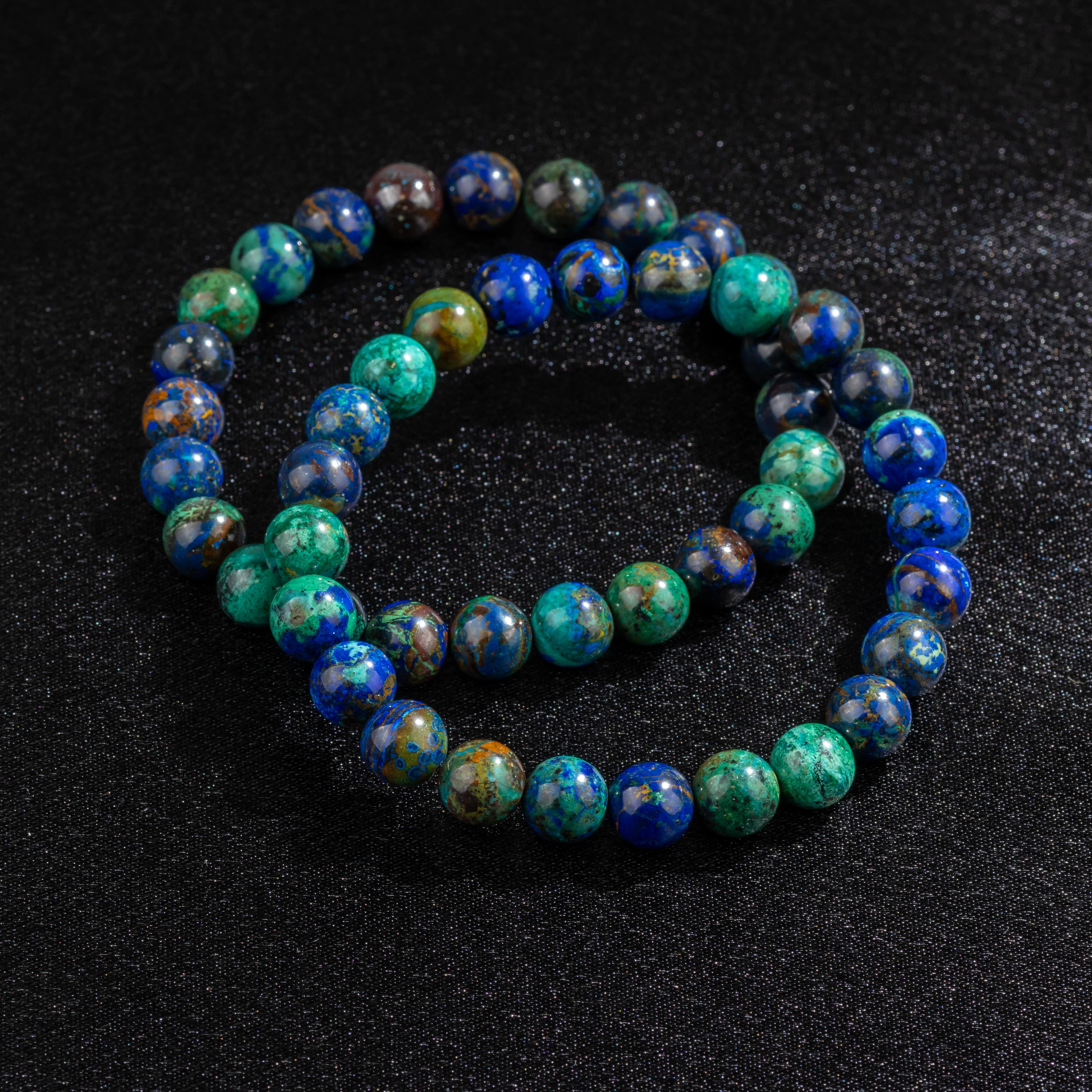 Bracelet en Azurite Malachite naturelle - Qualité AAA (boules 8mm)