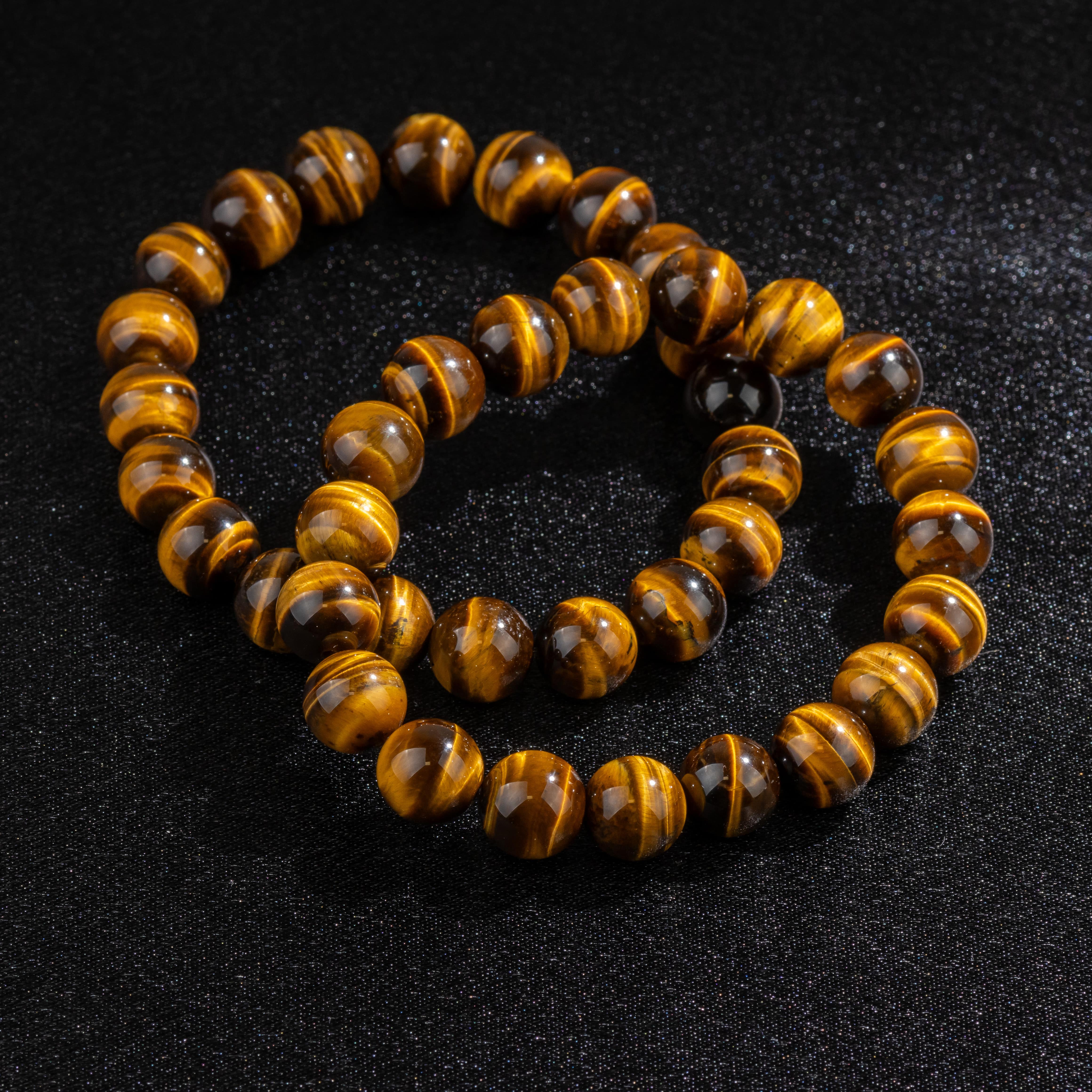 Bracelet en Œil de Tigre naturel - Qualité AAA (boules 10mm)