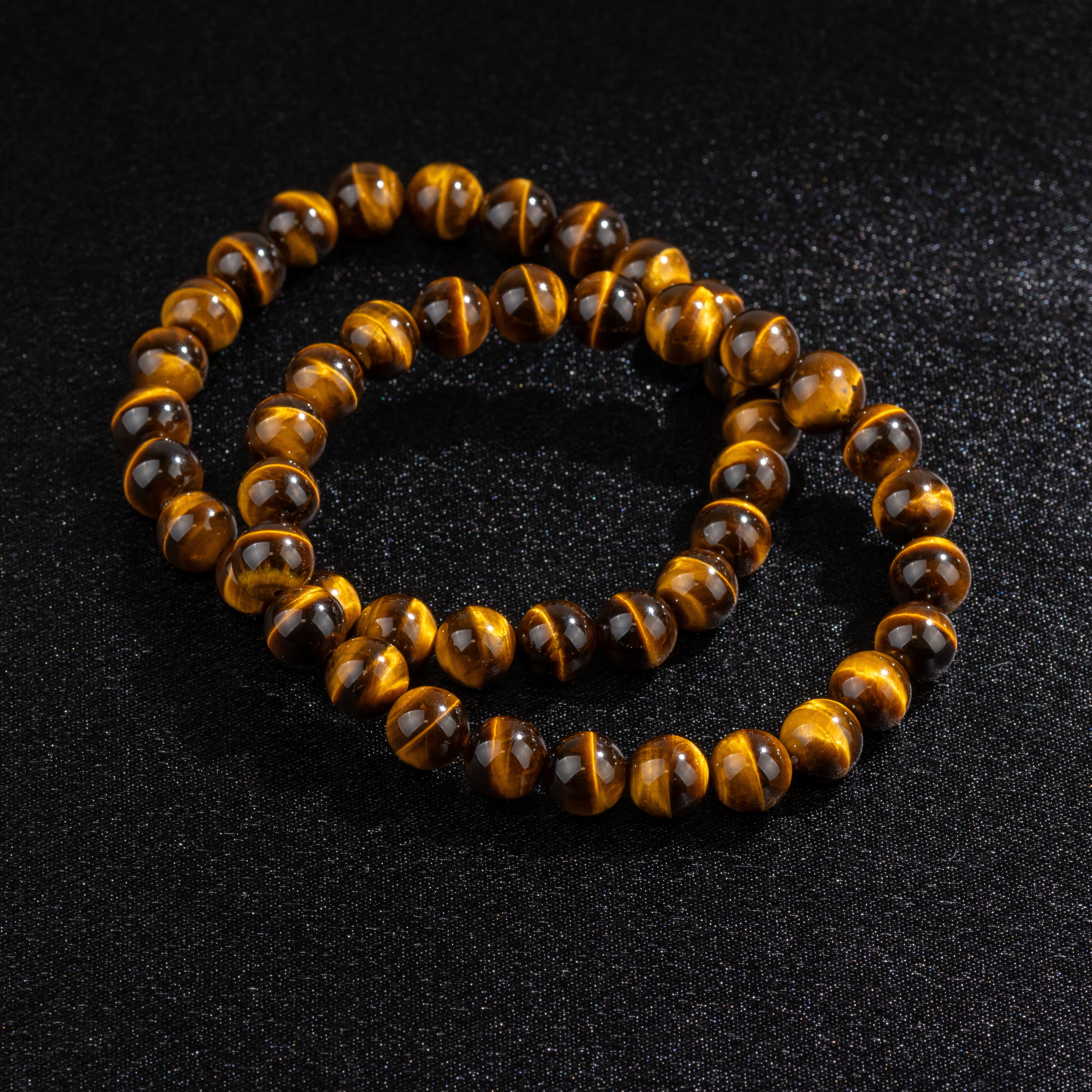 Bracelet en Œil de Tigre naturel - Qualité AAA (boules 8mm)