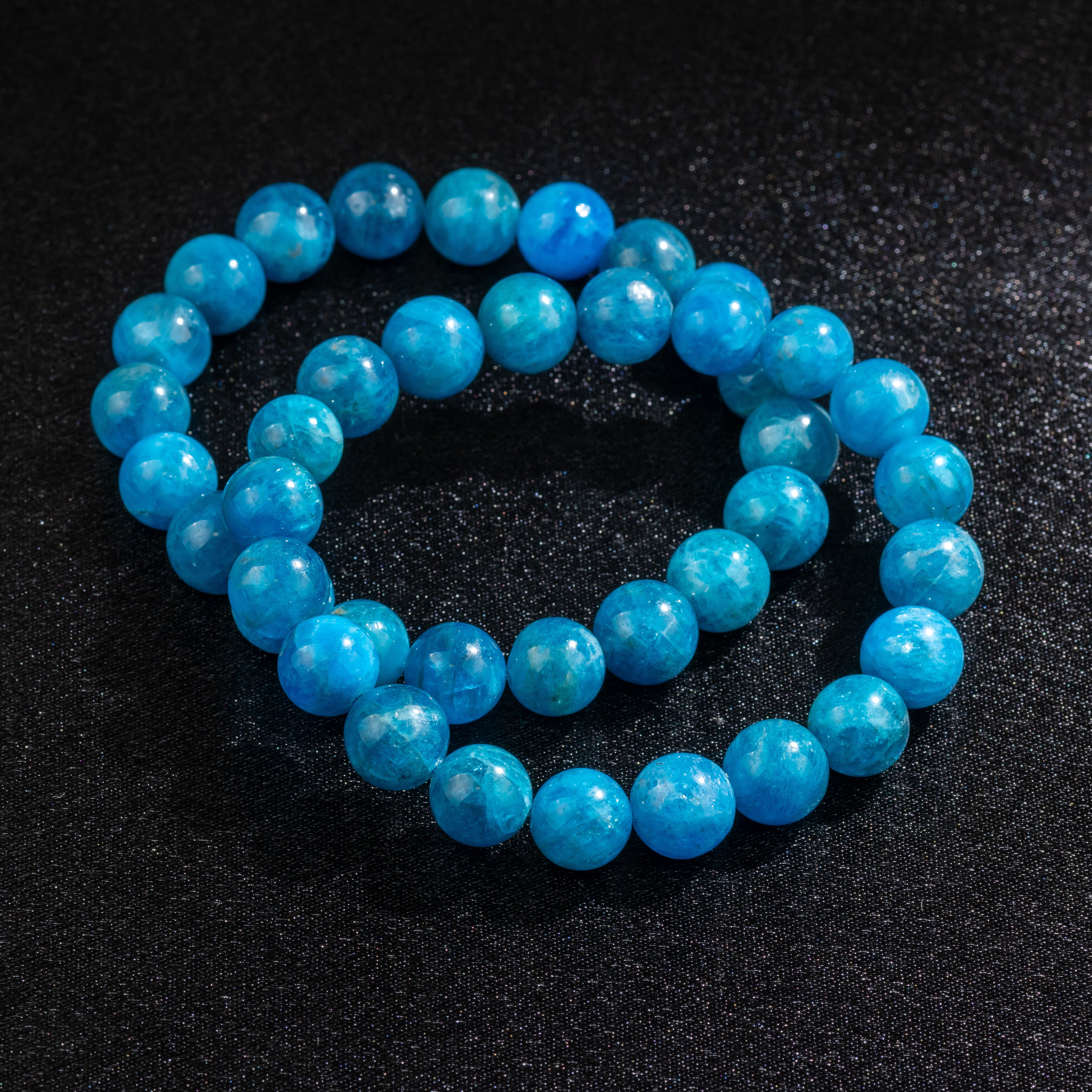 Bracelet en Apatite naturelle - Qualité A (boules 10mm)