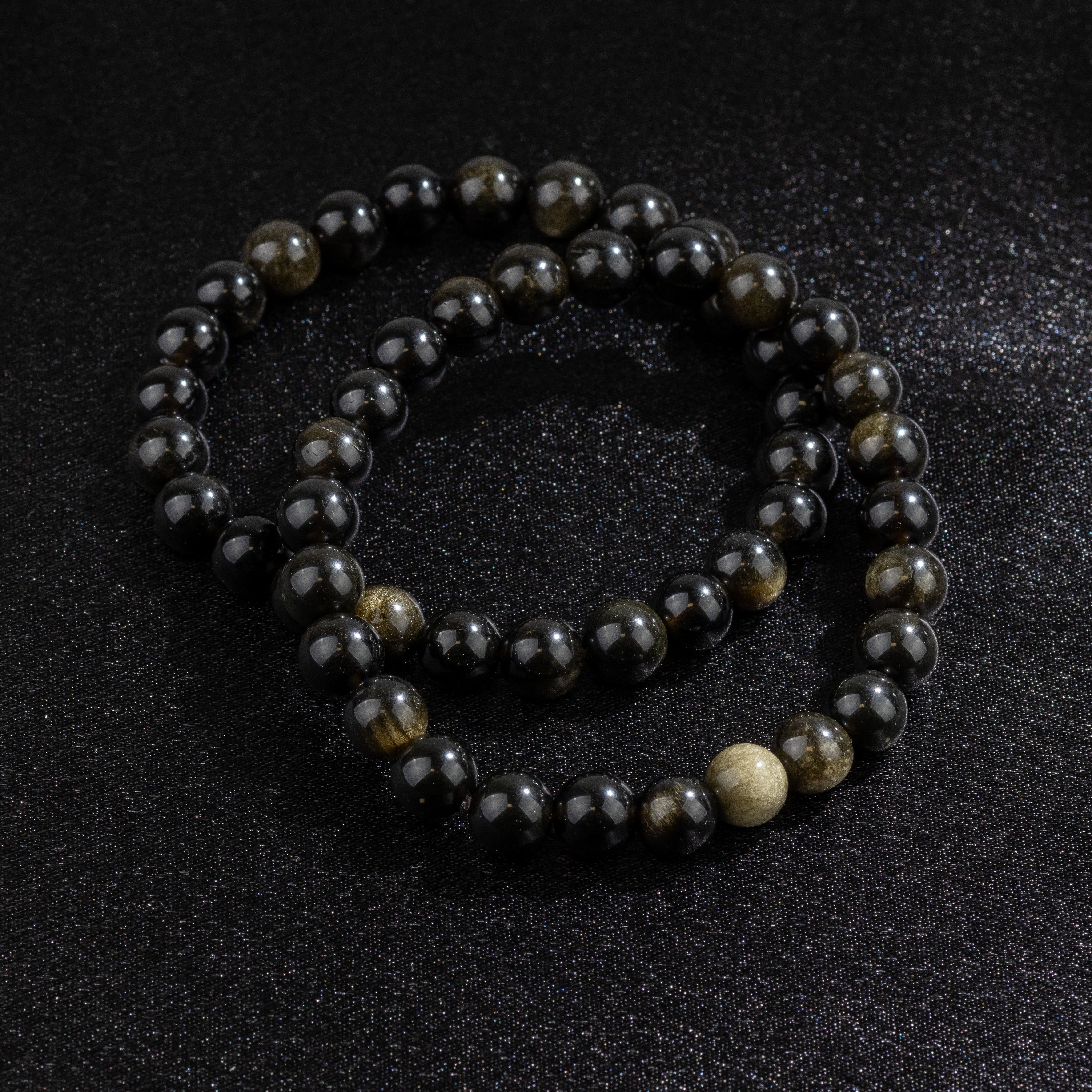 Bracelet en Obsidienne Dorée naturelle - Qualité AAA (boules 8mm)