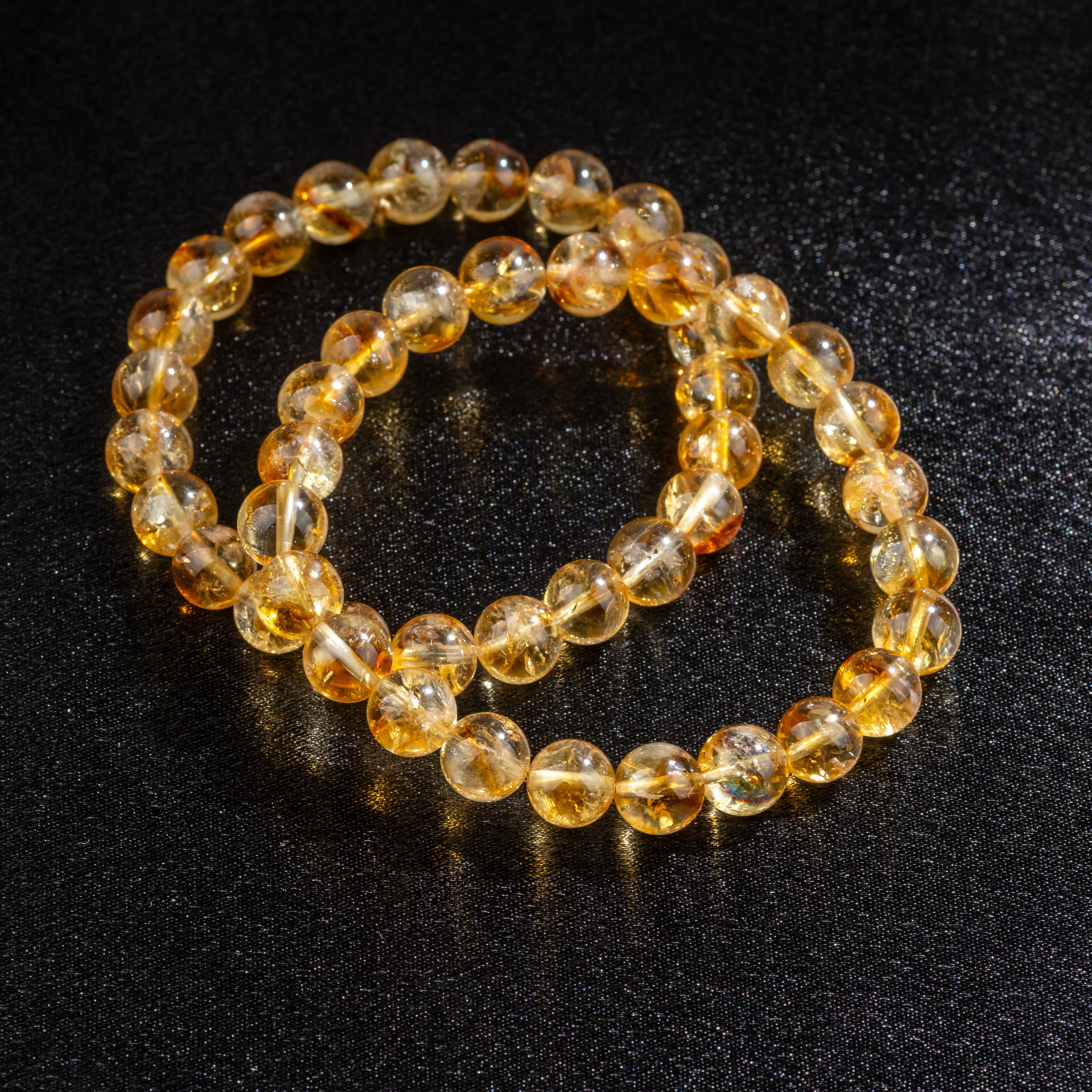 Bracelet en Citrine naturelle - Qualité A (boules 8mm)