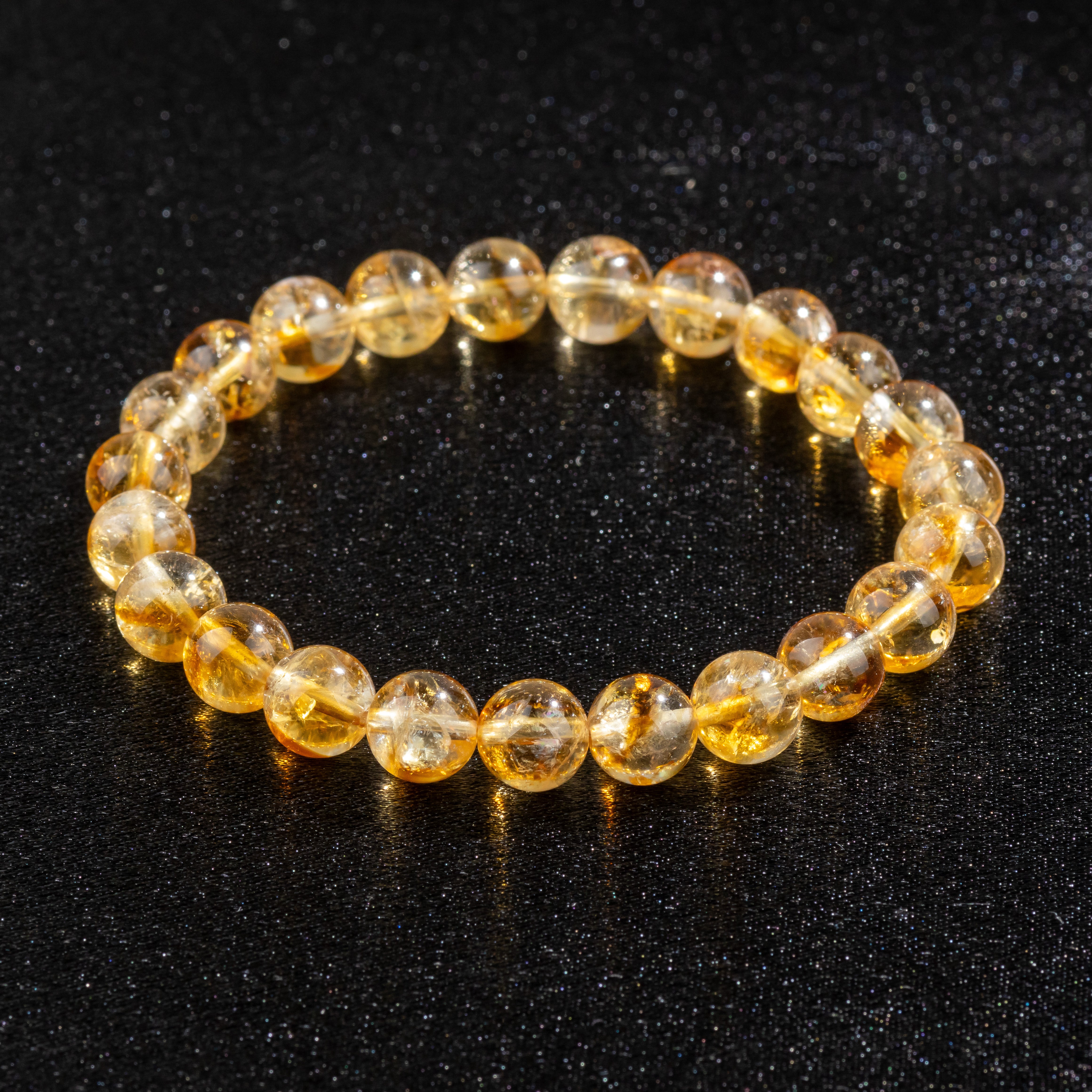 Bracelet en Citrine naturelle - Qualité A (boules 8mm)