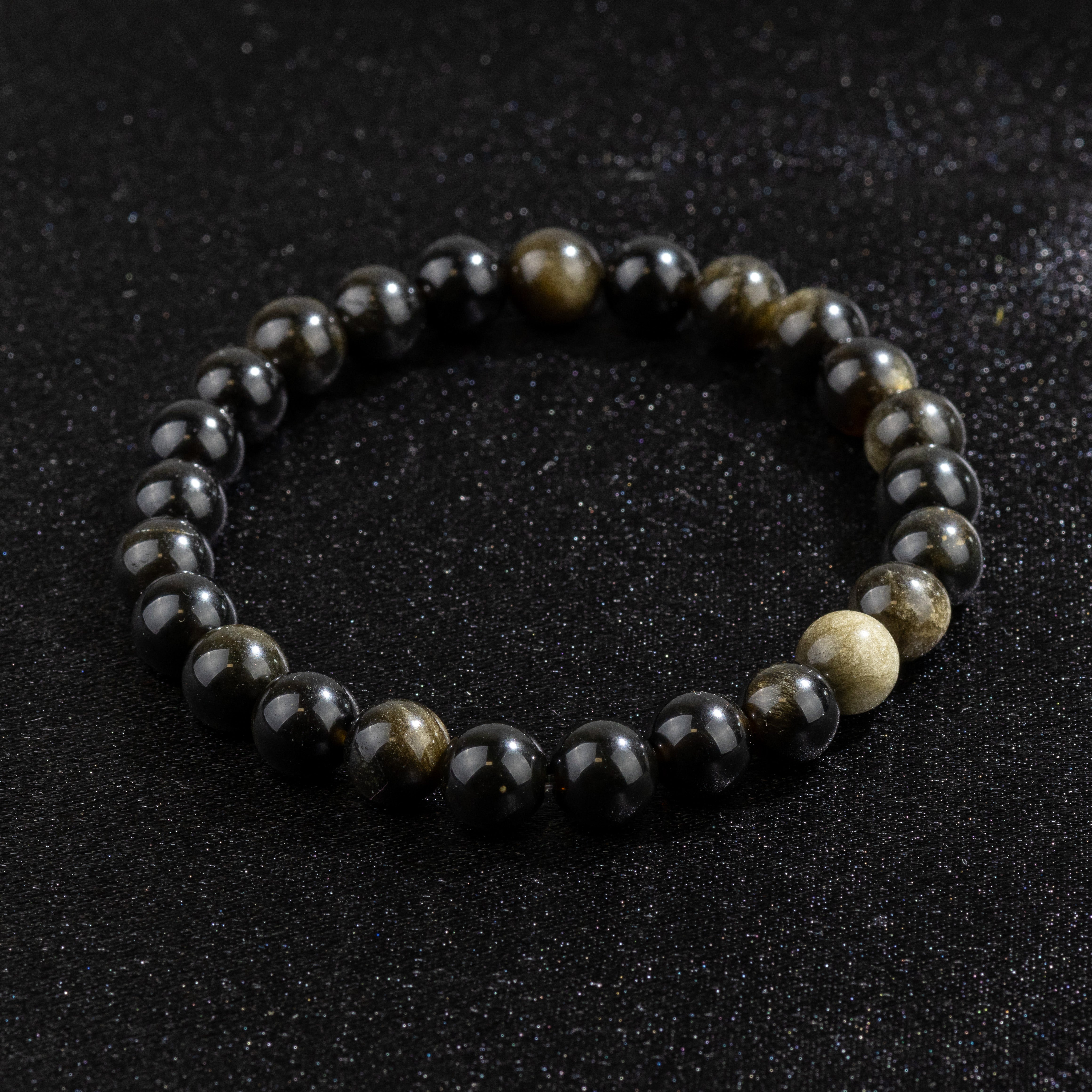 Bracelet en Obsidienne Dorée naturelle - Qualité AAA (boules 8mm)