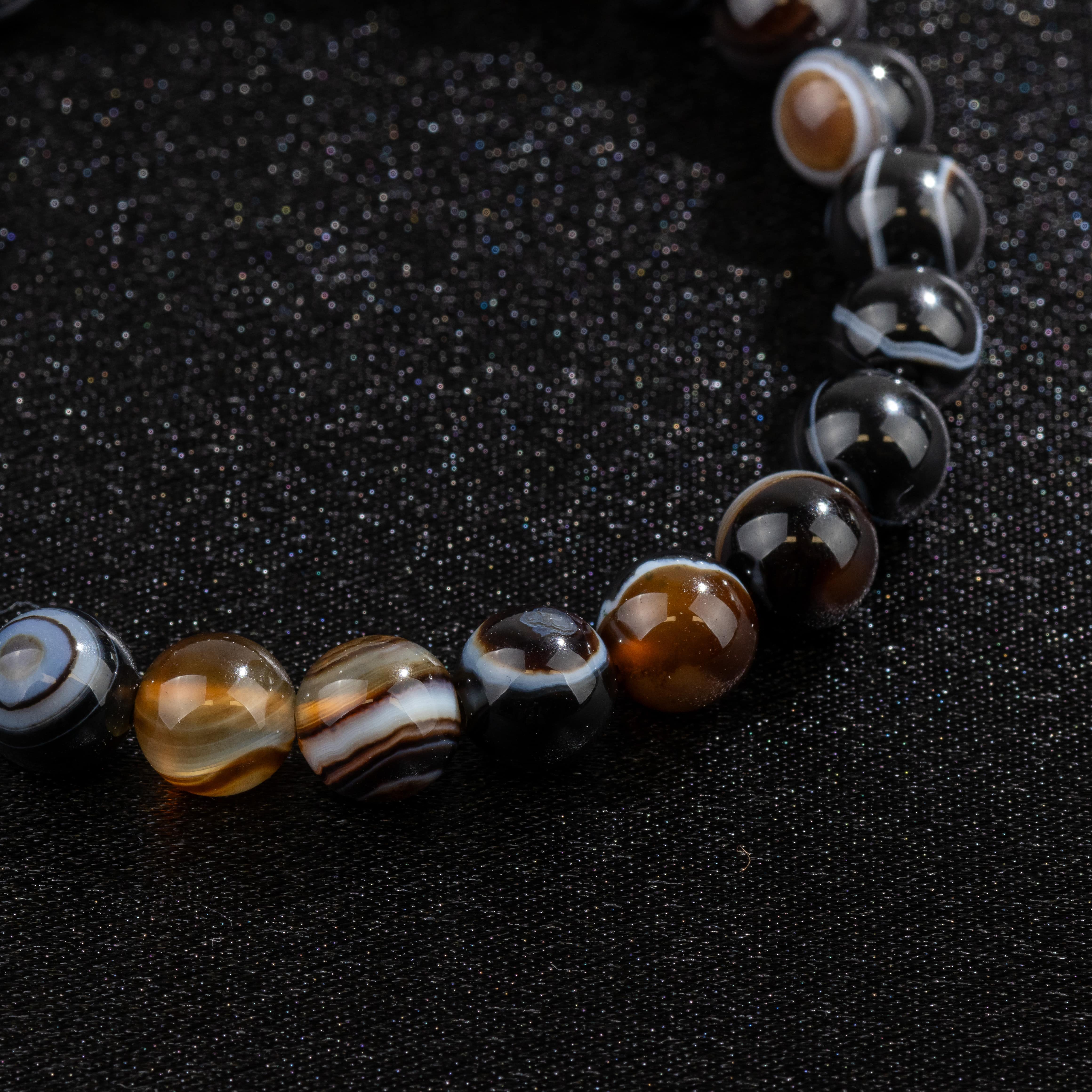 Bracelet en Agate noire naturelle - Qualité A (boules 8mm)