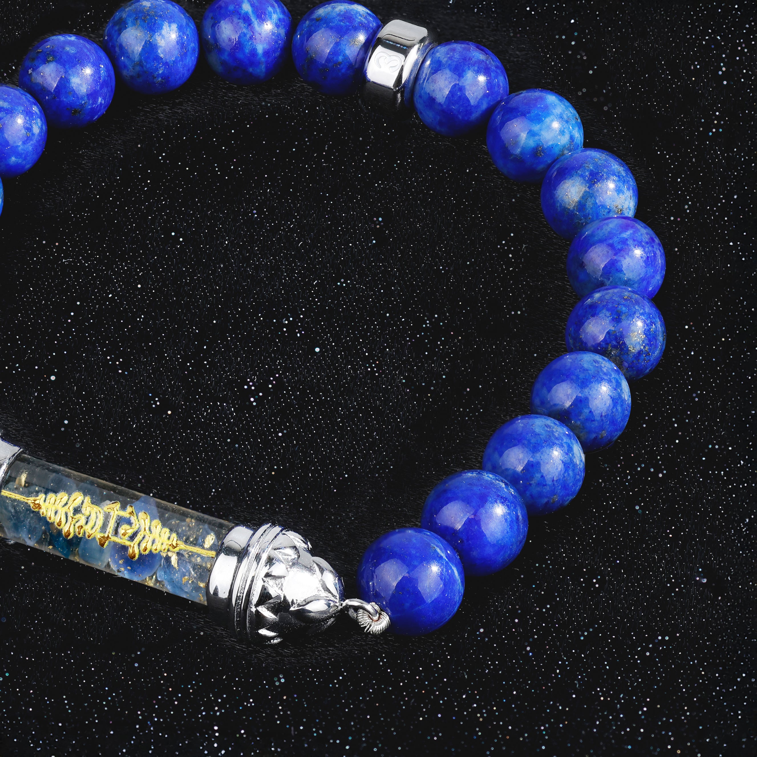 Bracelet en Lapis-Lazuli et Amulette Sacrée en Saphir - Sérénité et Équilibre