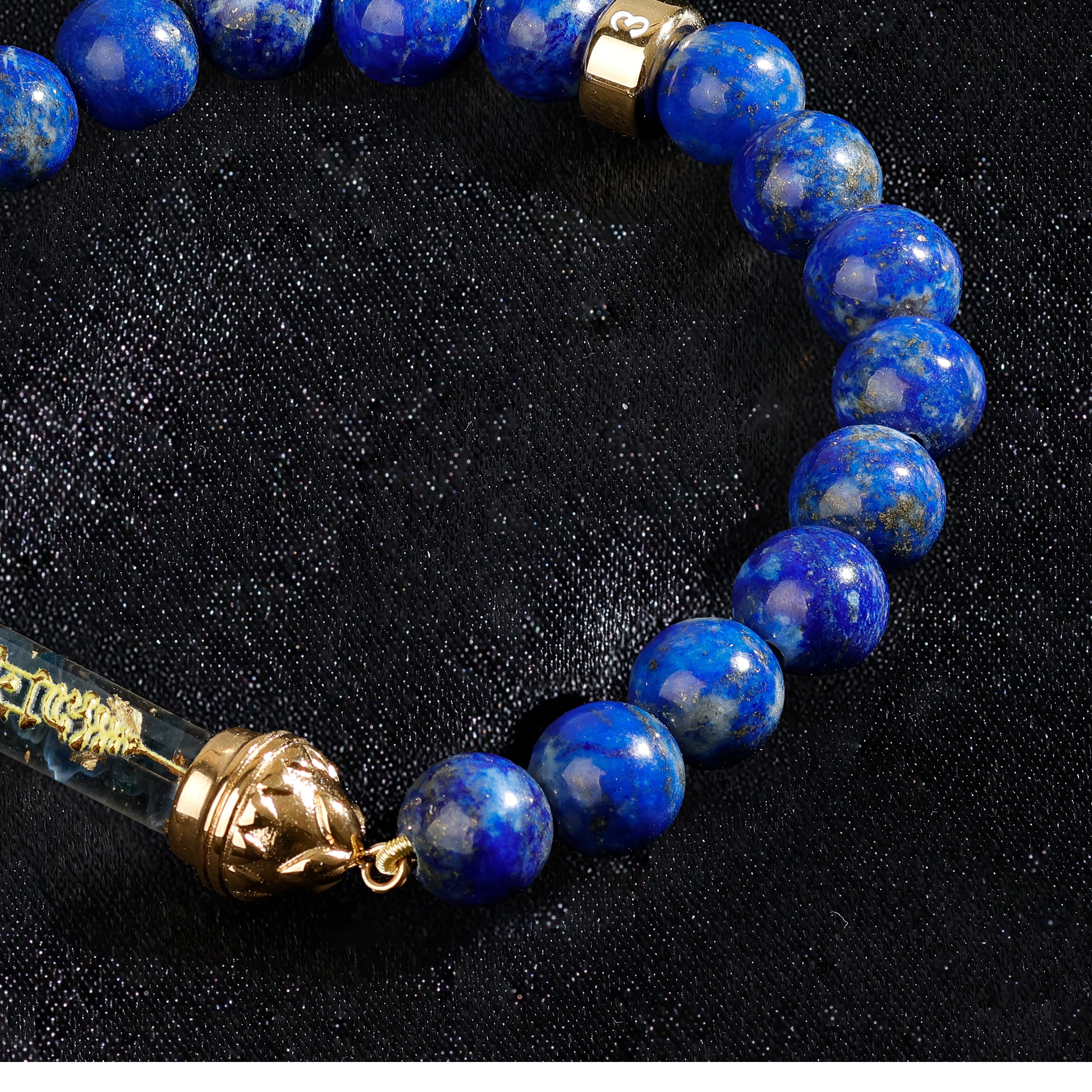 Bracelet en Lapis-Lazuli et Amulette Sacrée en Saphir AAA – Sérénité et Équilibre