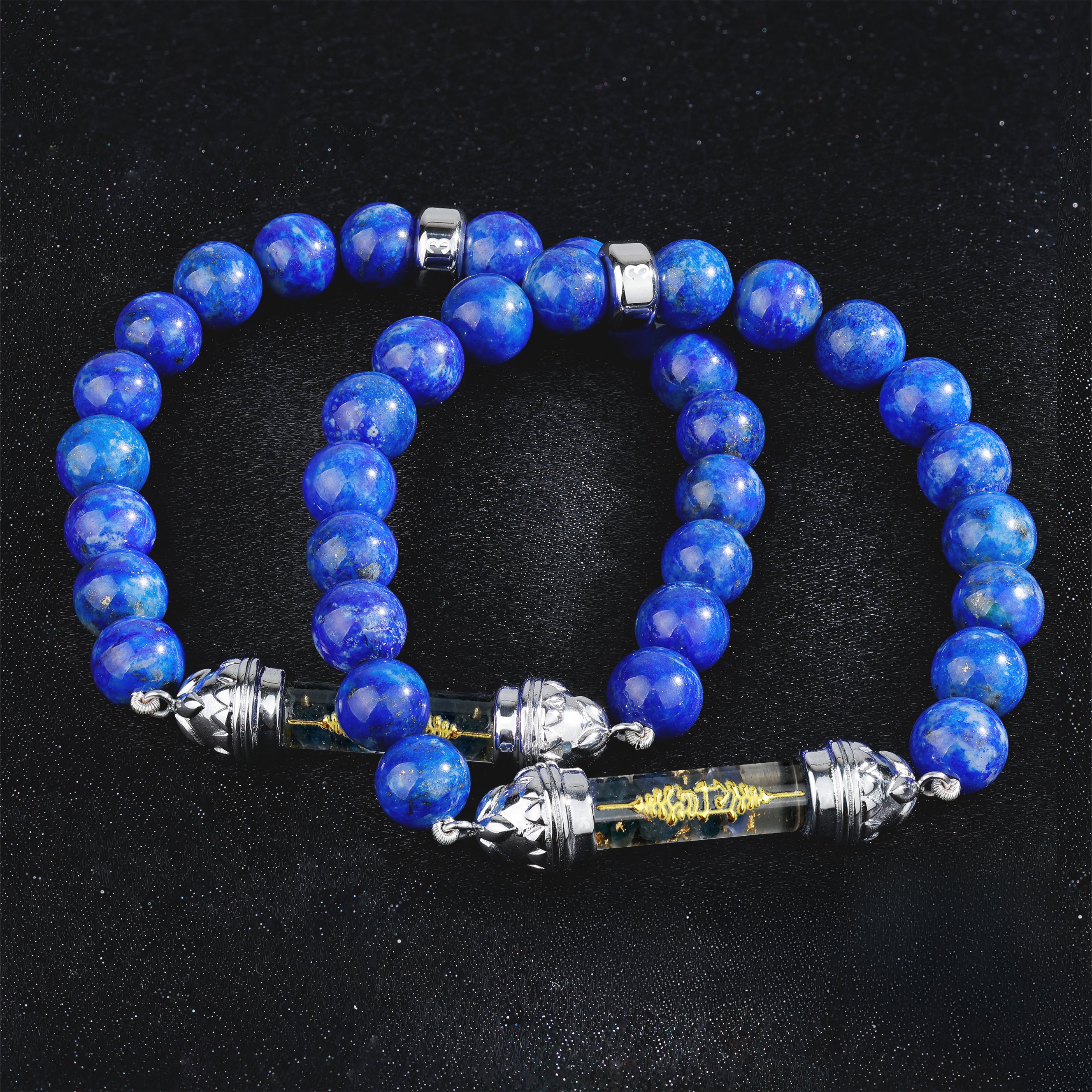 Bracelet en Lapis-Lazuli et Amulette Sacrée en Saphir - Sérénité et Équilibre