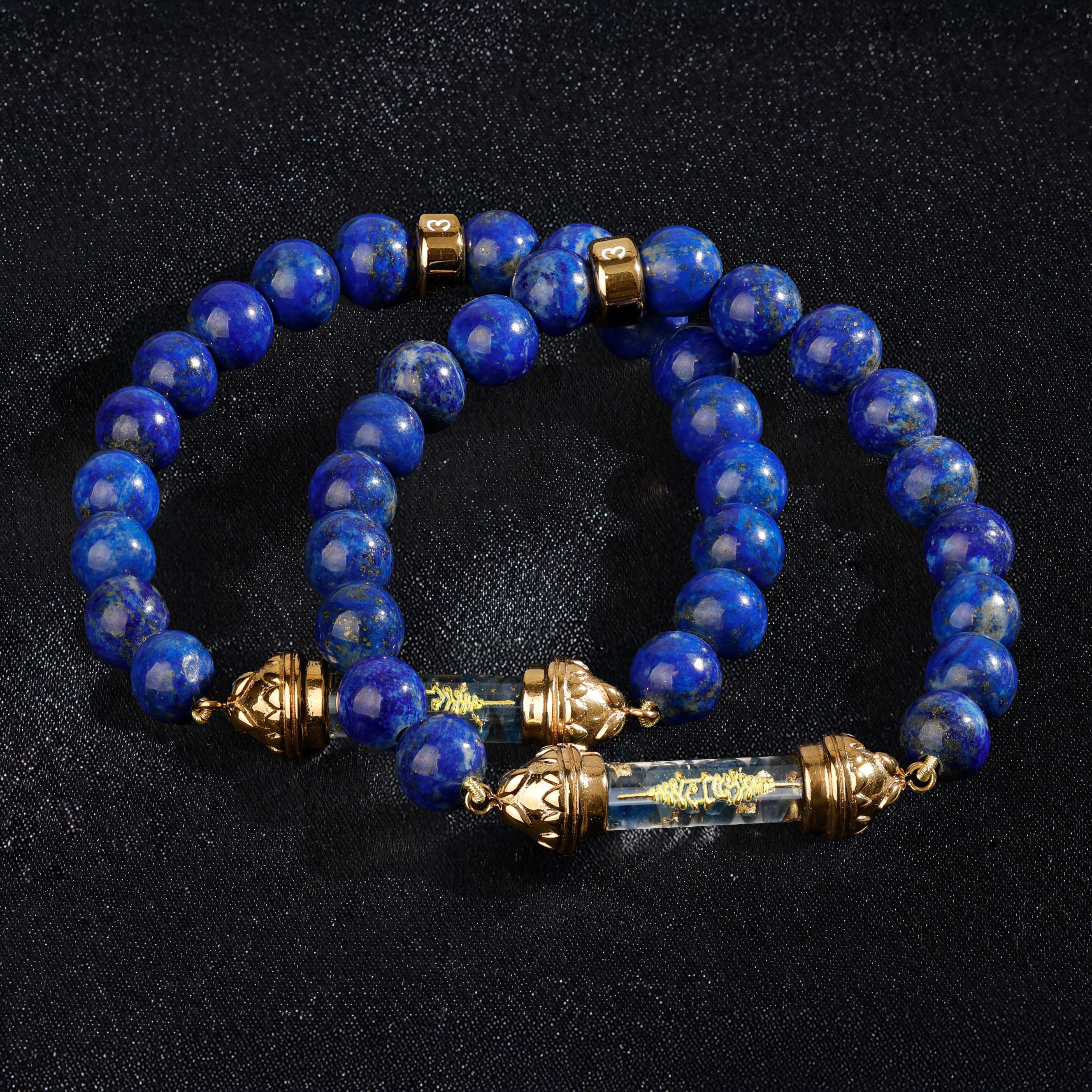 Bracelet en Lapis-Lazuli et Amulette Sacrée en Saphir AAA – Sérénité et Équilibre