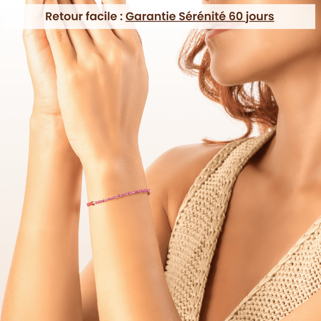 Bracelet tressé en Rubis naturel (boules 2mm) - Offre de Juillet