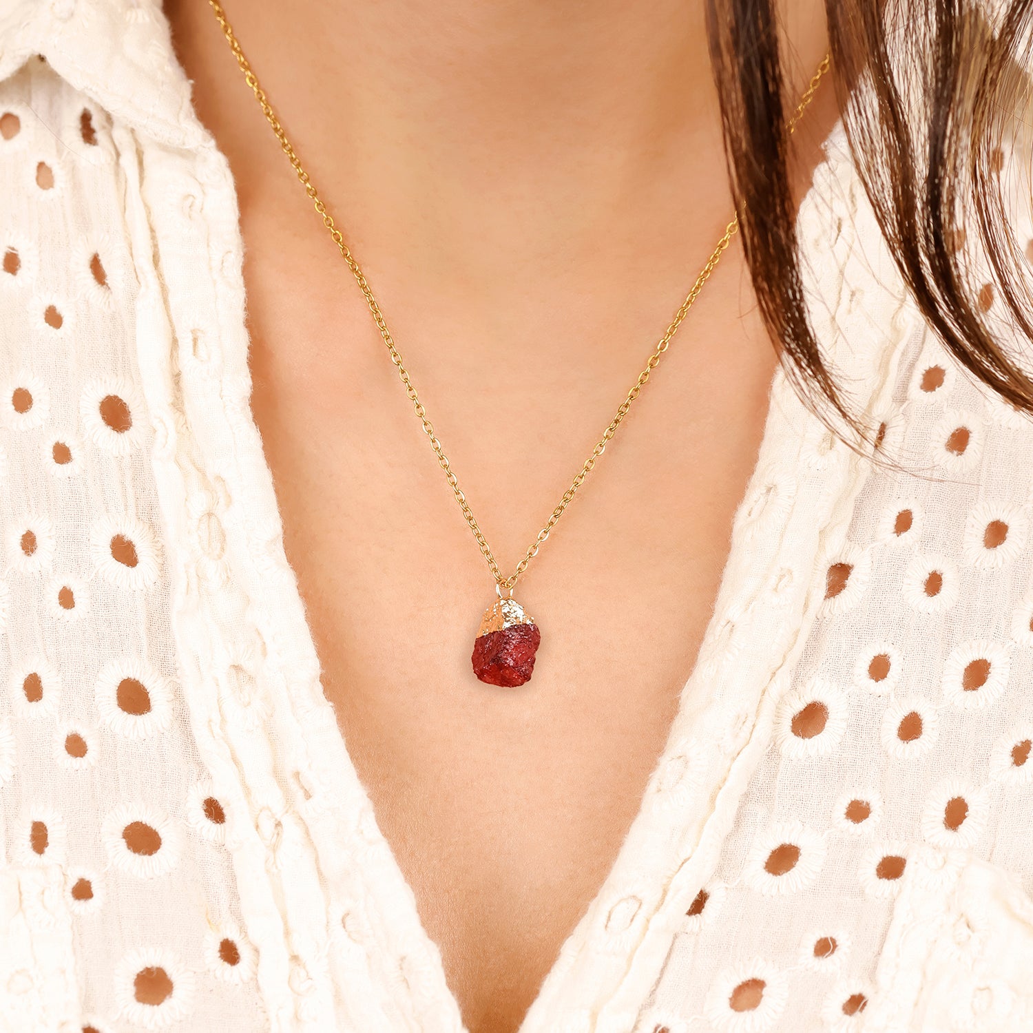 Collier en Grenat naturel - Janvier (pierre brute)