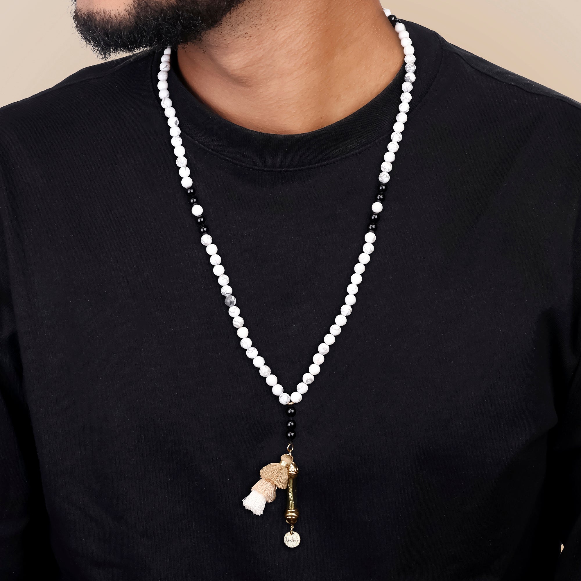 Mala Howlite & Tourmaline Noire – Paix Intérieure et Protection