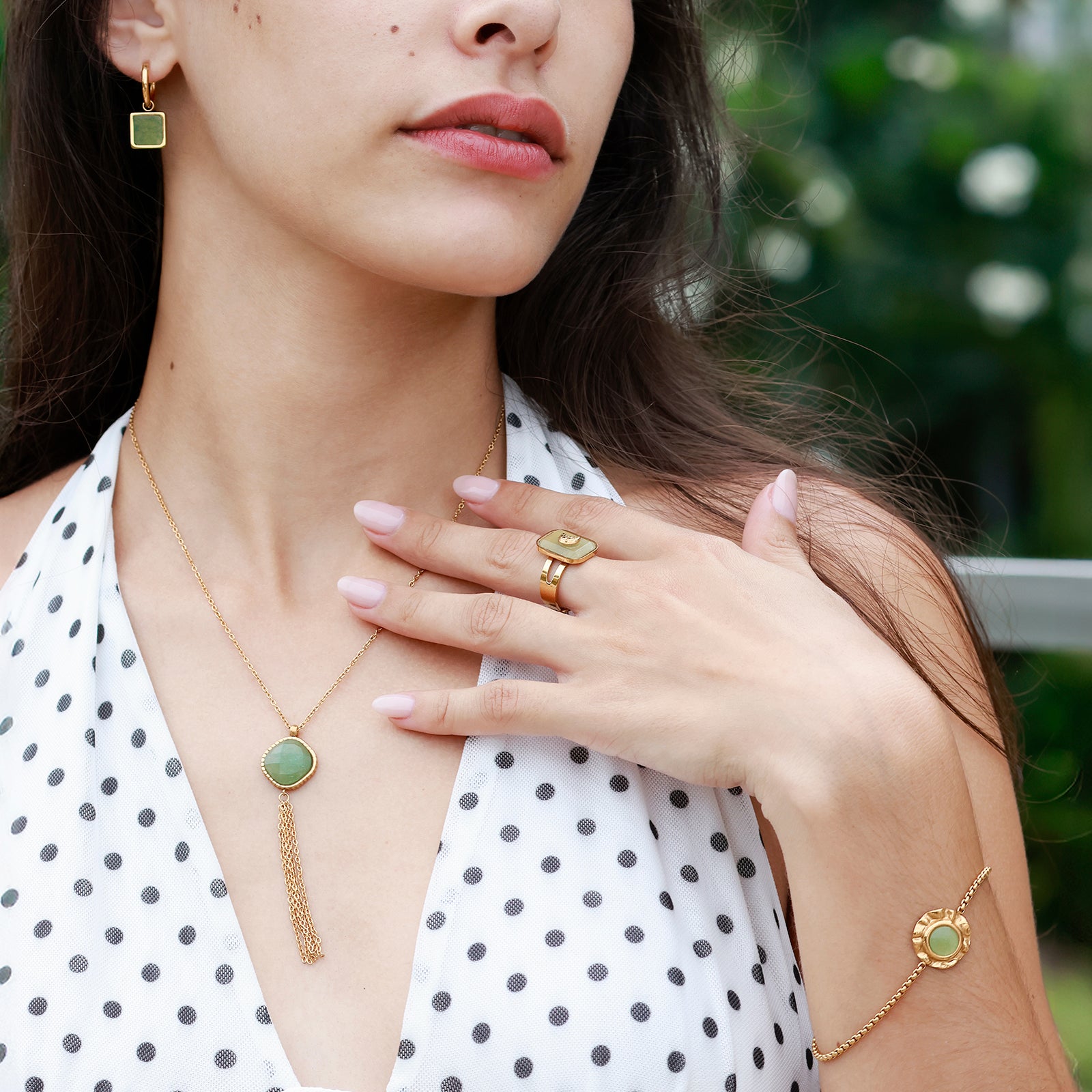 Boucles d’oreilles Gaia – Aventurine & Dorure 18K