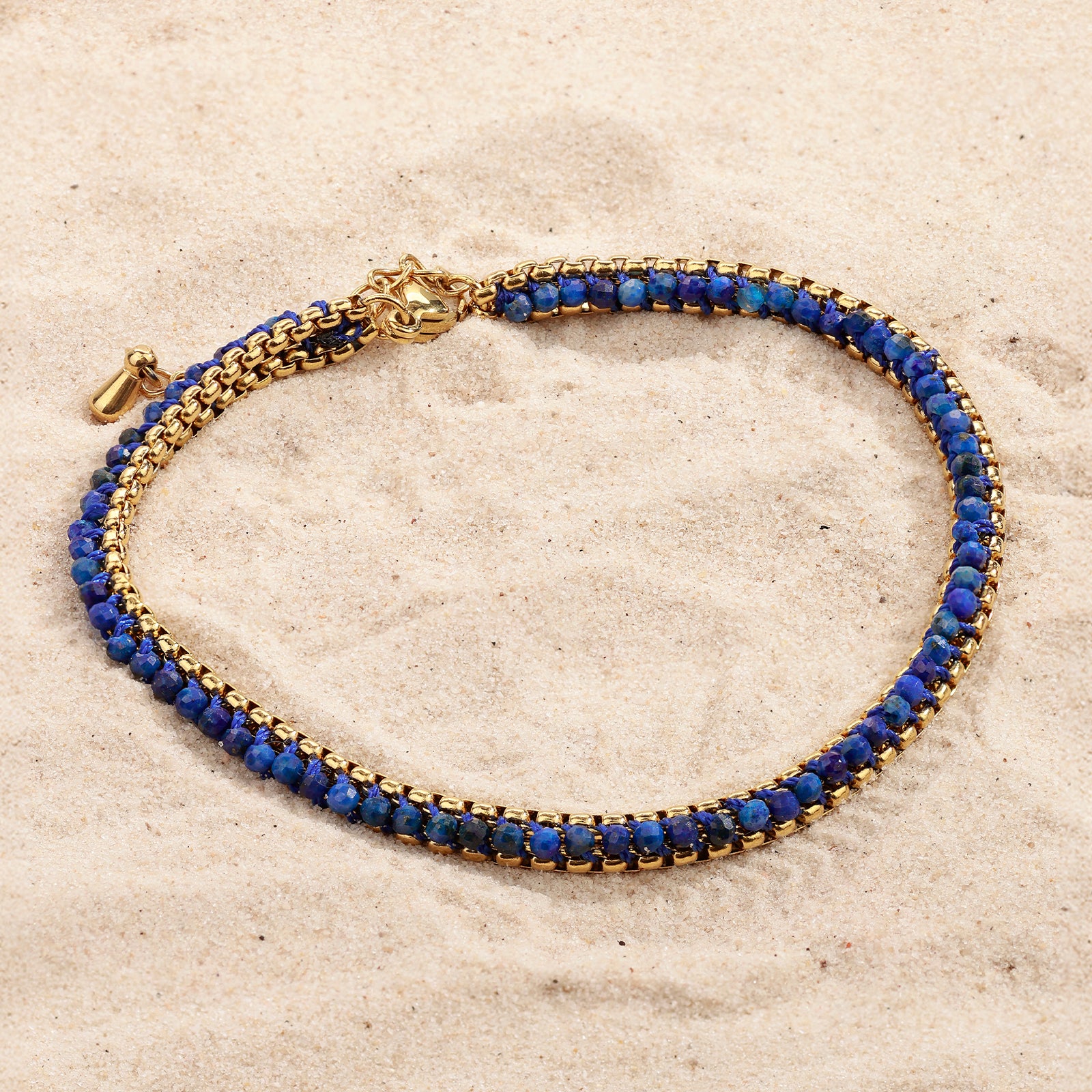 Bracelet Indra Lapis – Lapis-lazuli tressé & dorure 18K