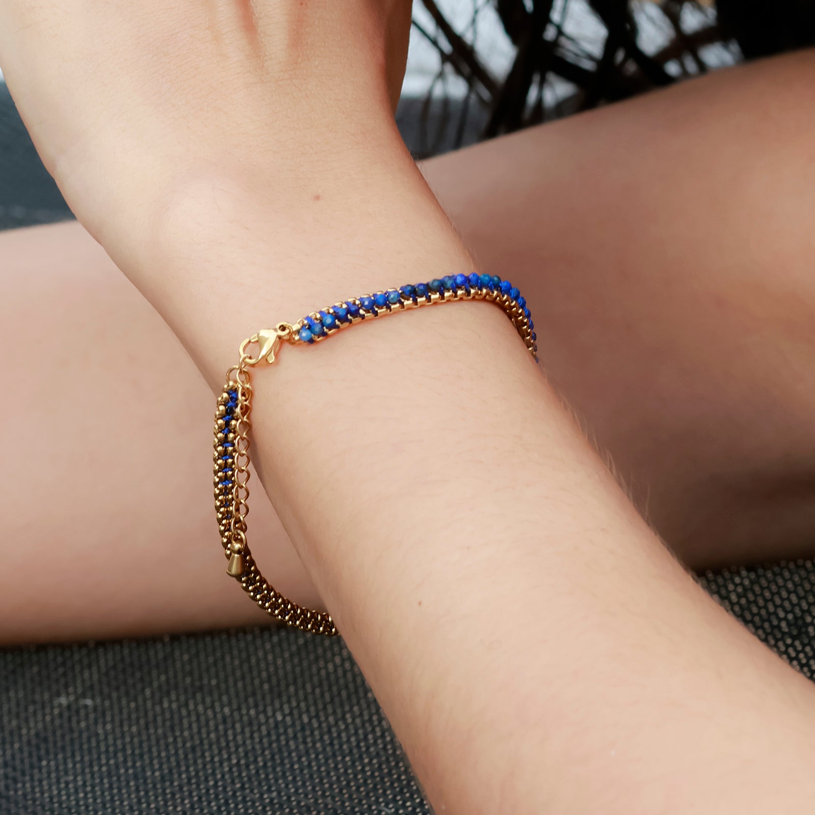 Bracelet Indra Lapis – Lapis-lazuli tressé & dorure 18K