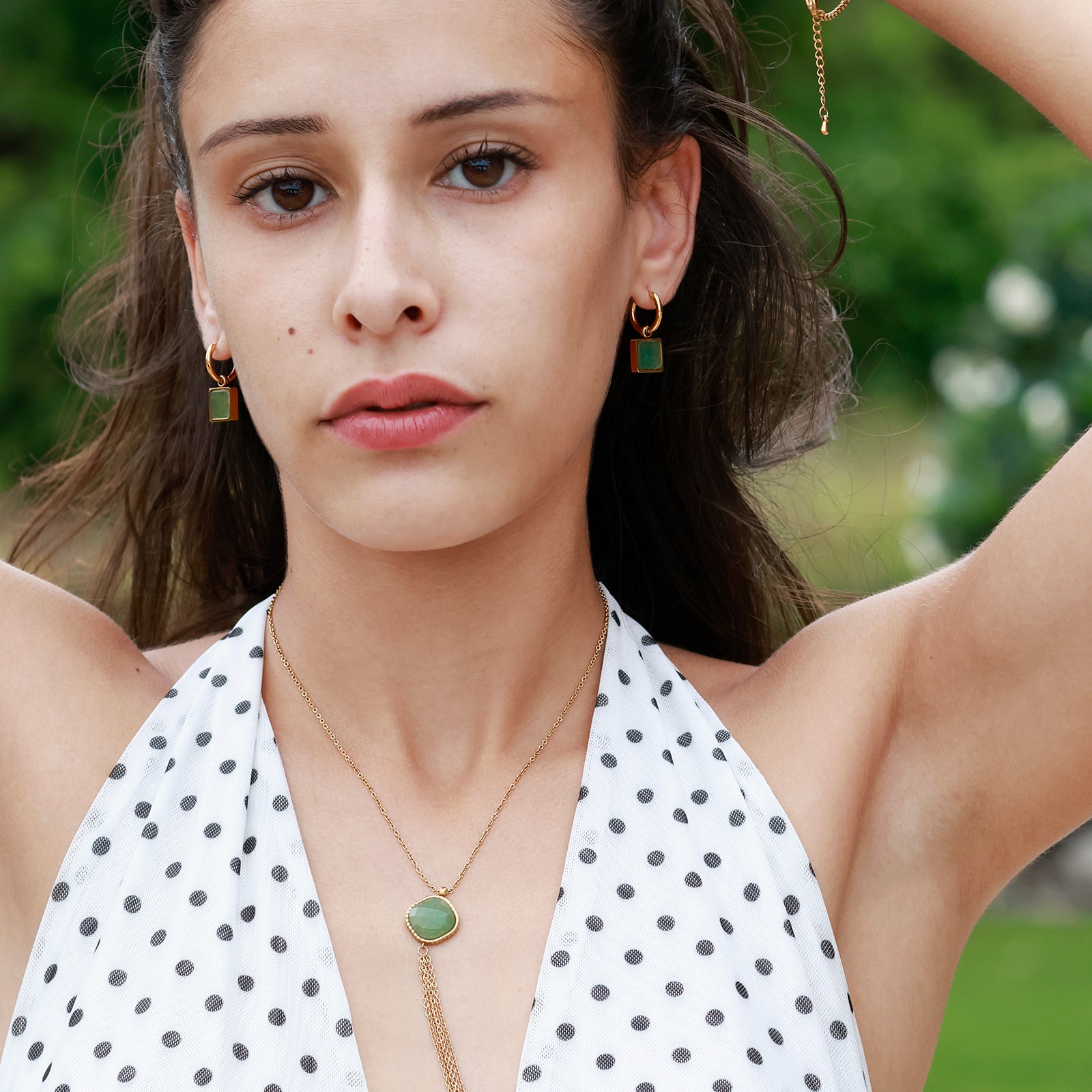Collier Ondine – Aventurine & Chaines dorées