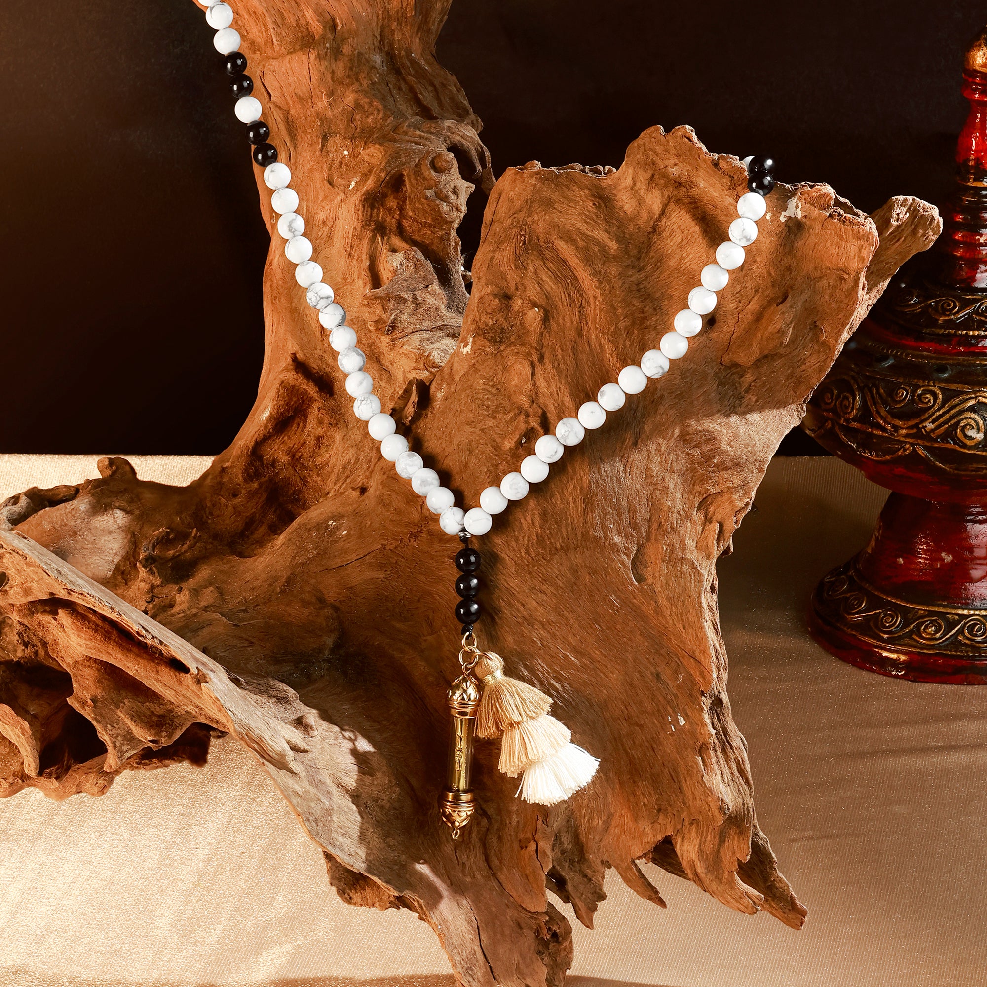 Mala Howlite & Tourmaline Noire – Paix Intérieure et Protection