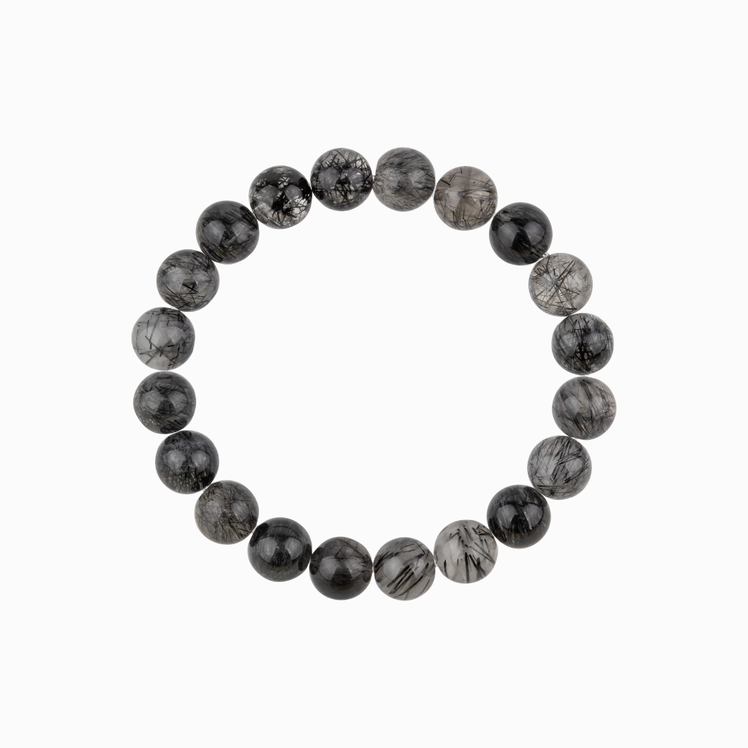 Bracelet Homme en Quartz Rutile noir naturel qualité A (boules 8mm)