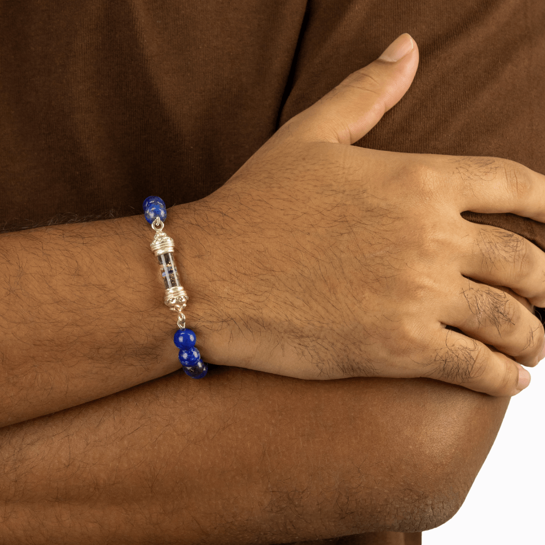 Bracelet en Lapis-Lazuli et Amulette Sacrée en Saphir