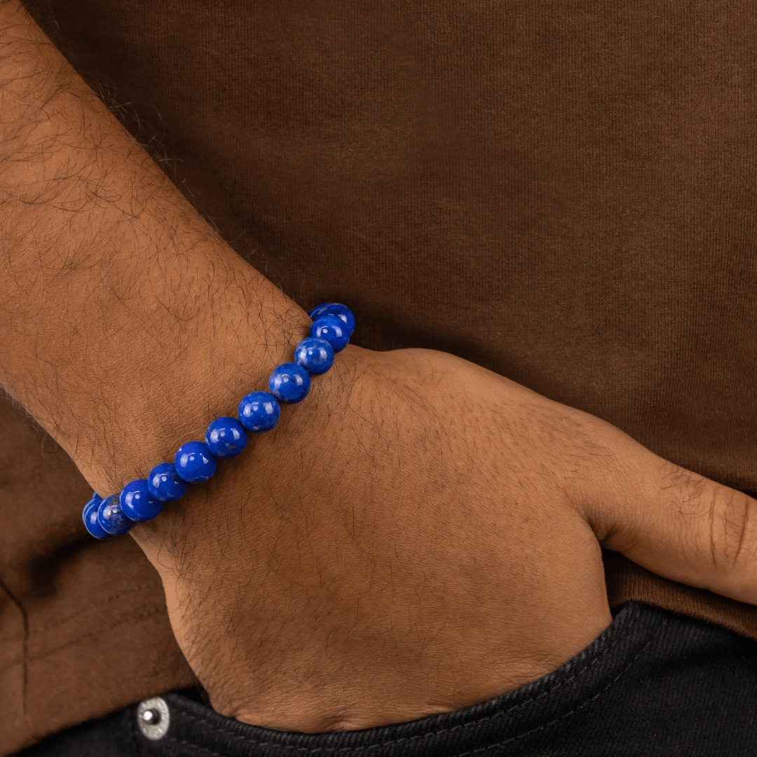 Bracelet Homme en Lapis-Lazuli naturel qualité A (boules 8mm)