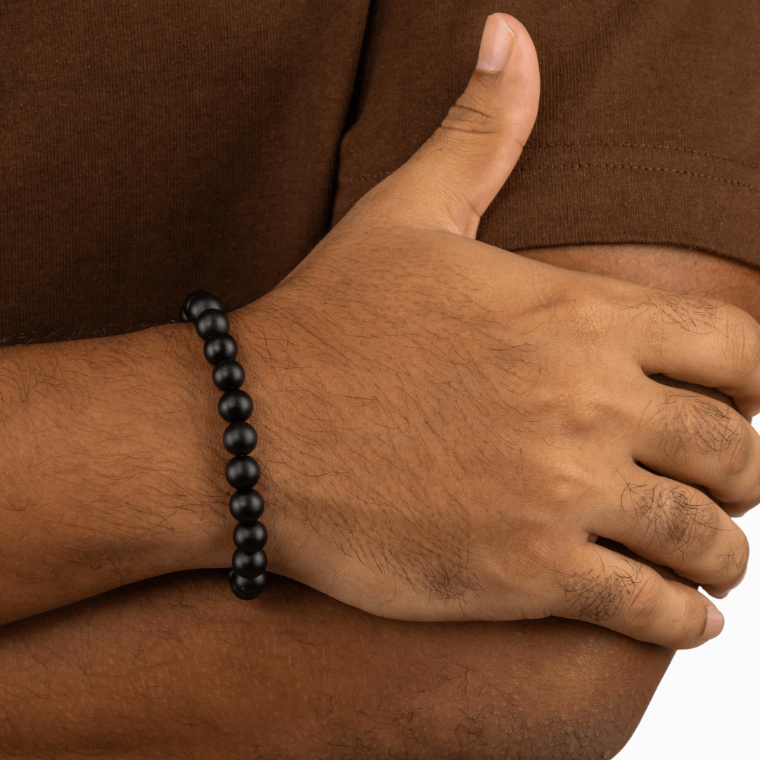 Bracelet Homme en Onyx Mat naturel qualité A (boules 8mm)