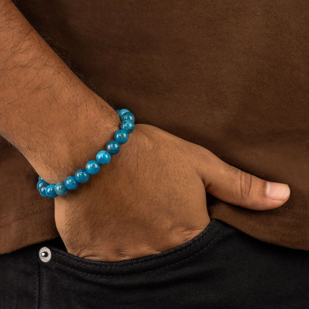 Bracelet en Apatite naturelle - Qualité A (boules 8mm)