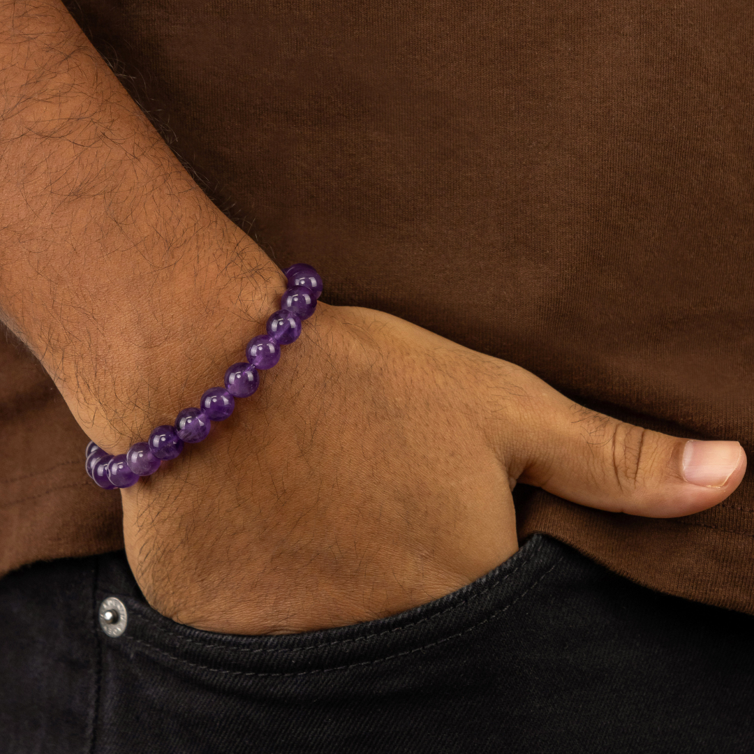 Bracelet en Améthyste naturelle  - Qualité A (boules 8mm)