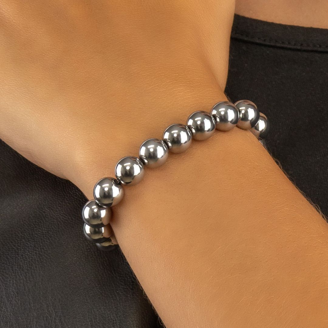 Bracelet en Hématite naturelle - Qualité AAA (boules 8mm)