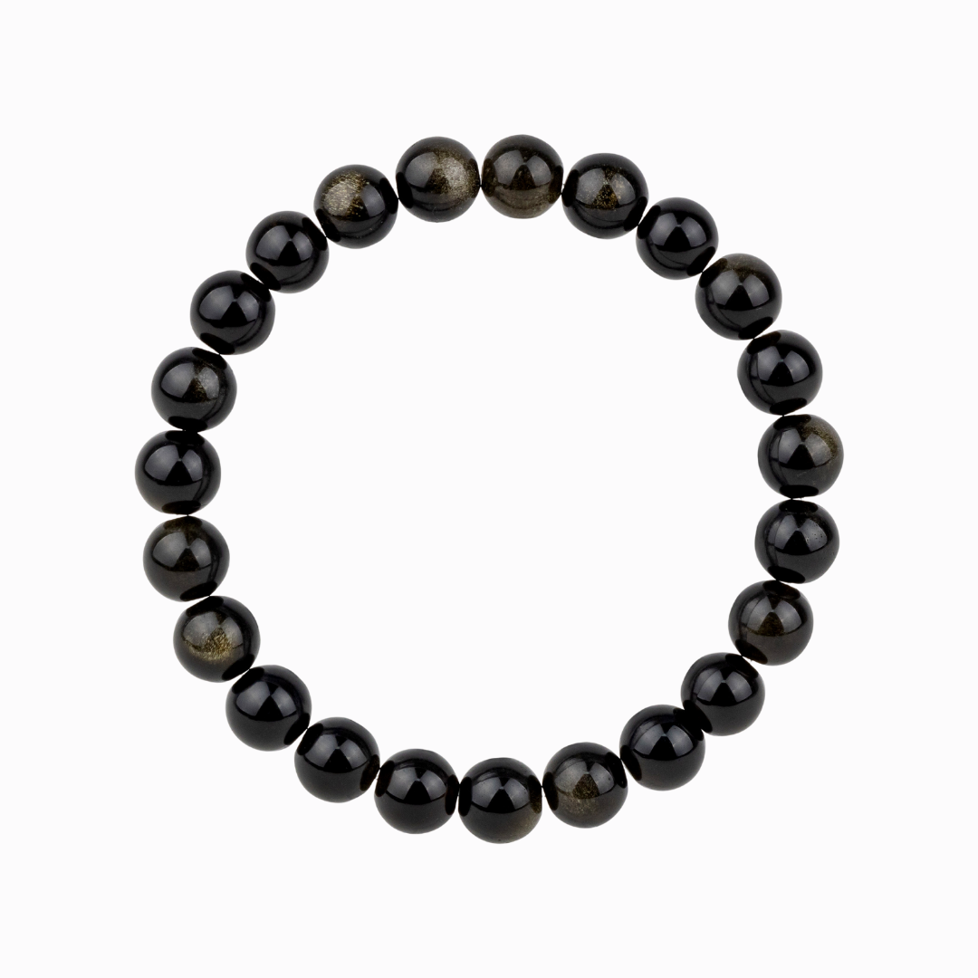 Bracelet en Obsidienne Dorée naturelle - Qualité AAA (boules 8mm)