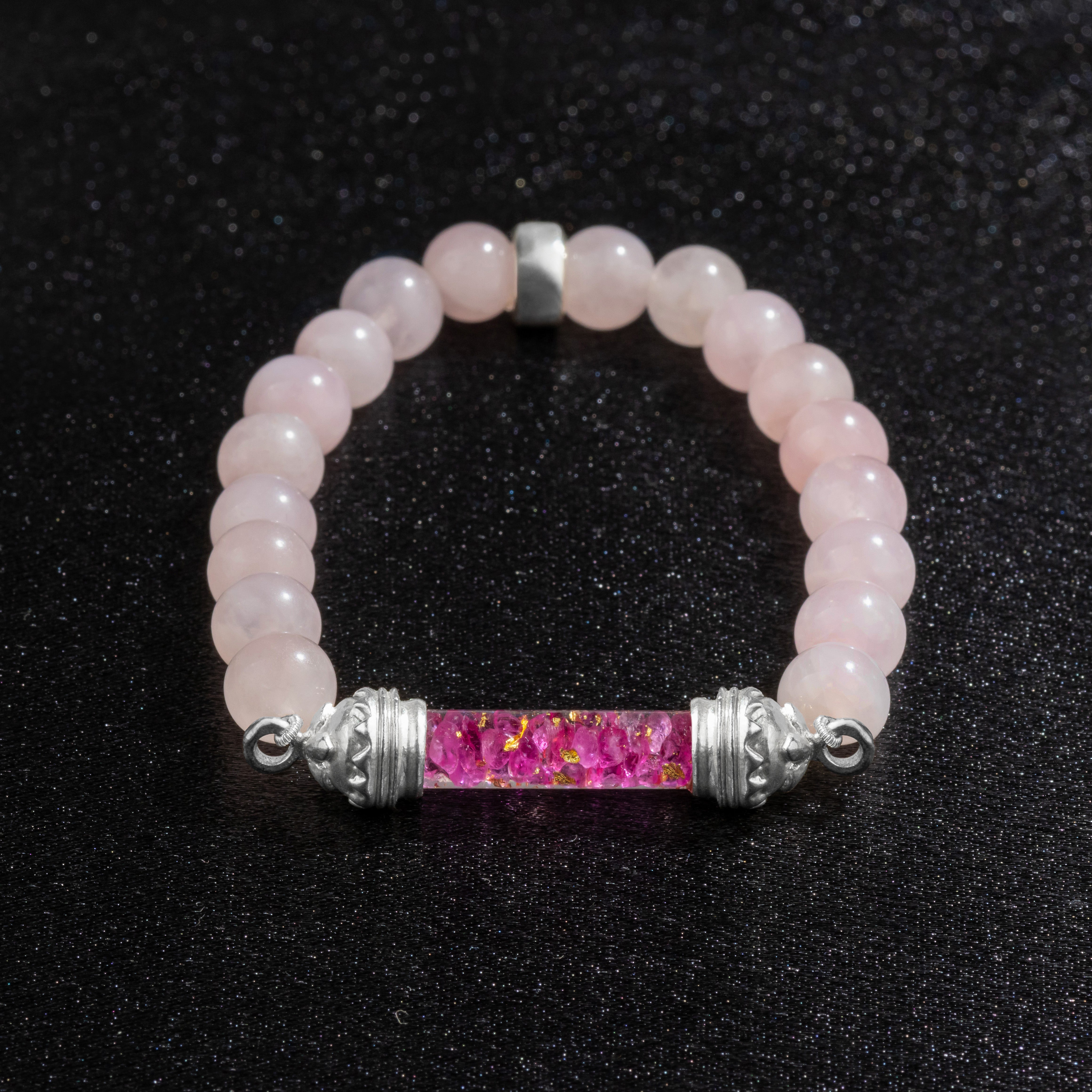 Bracelet en Quartz Rose et Amulette Sacrée en Rubis - Amour et Guérison émotionnelle