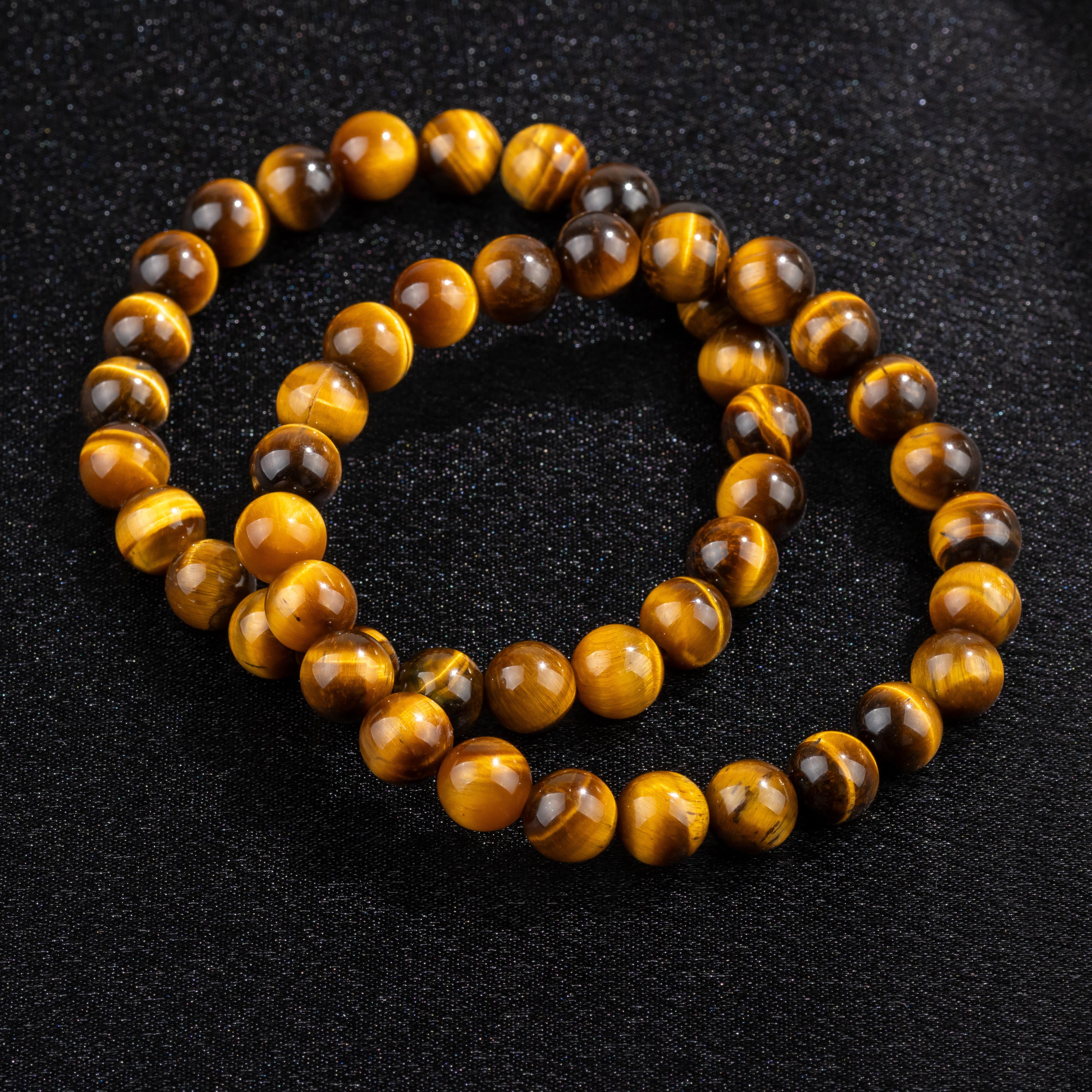 Bracelet Homme en Œil de Tigre naturel Qualité A (boules 8mm)