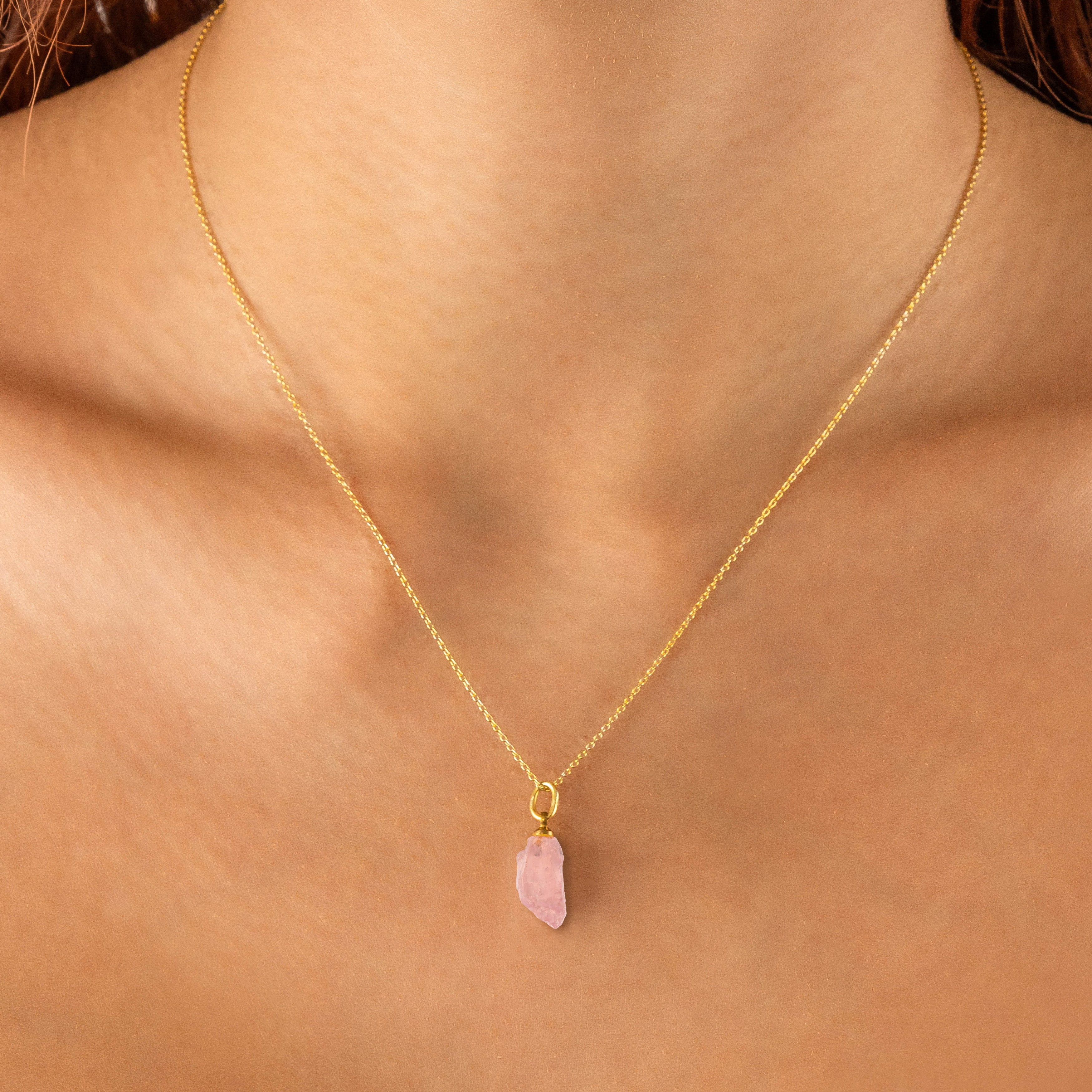 Collier en Quartz Rose naturel (Pierre brute)