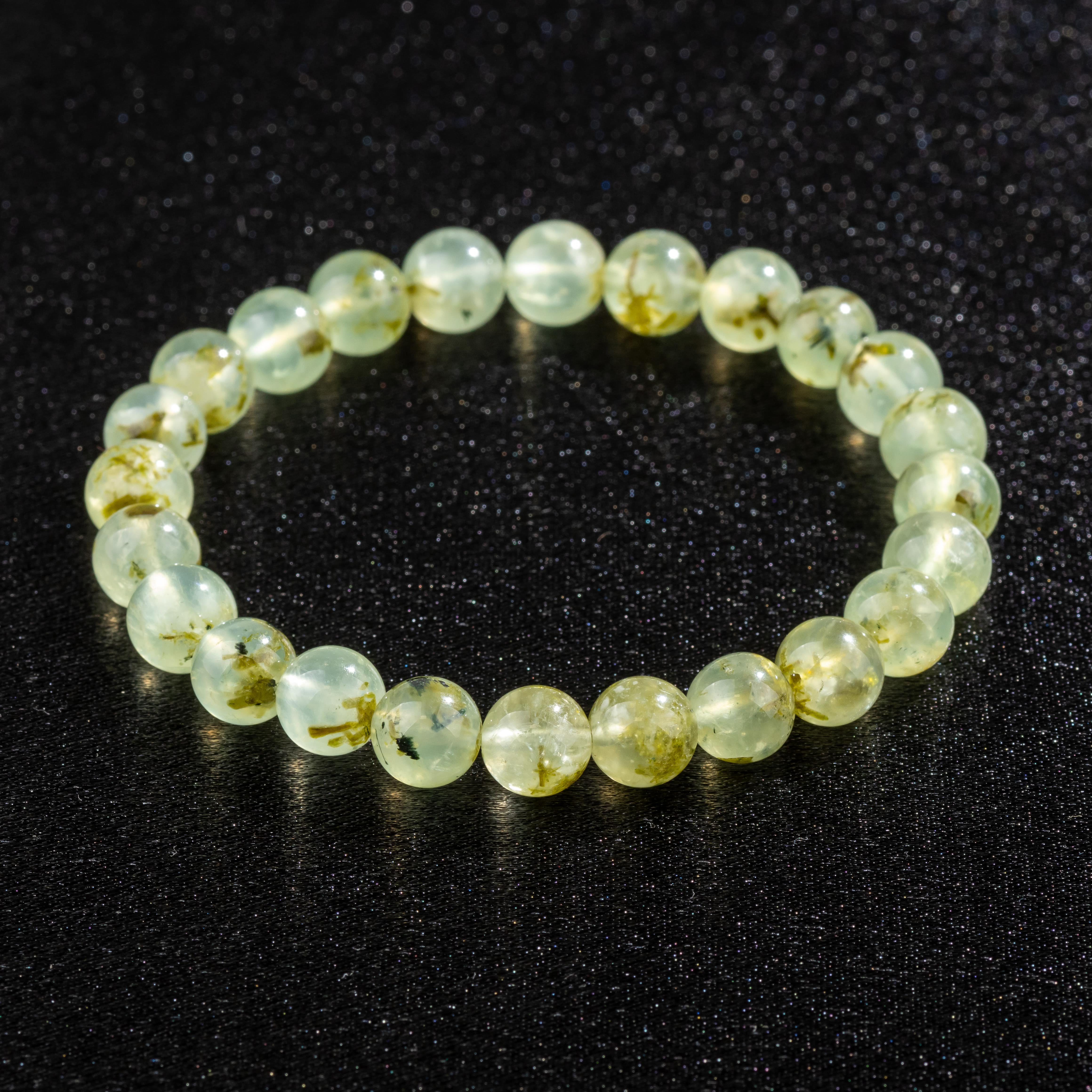 Bracelet Femme en Prehnite naturelle qualité A (boules 8mm)