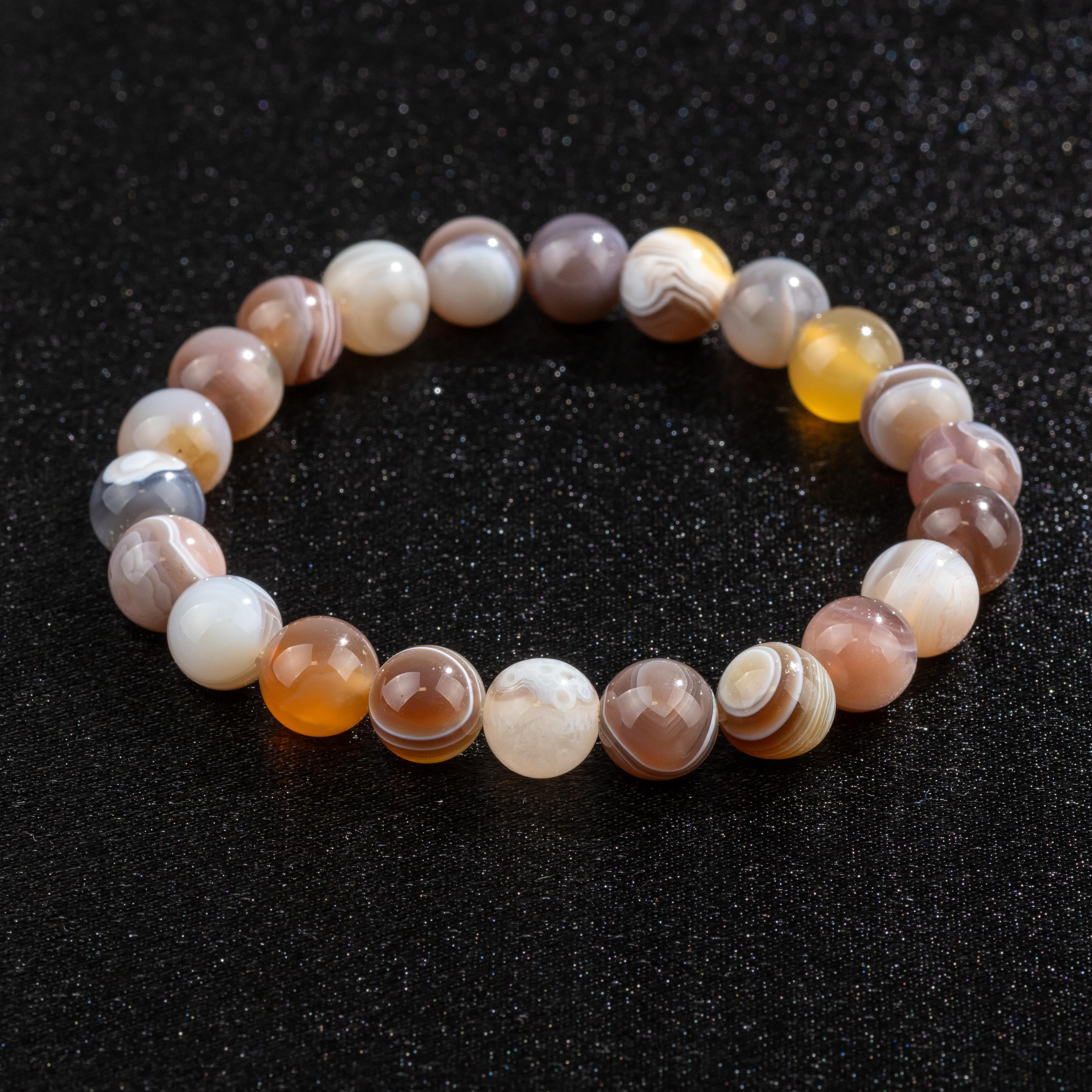 Bracelet Femme en Agate multicolore naturelle qualité A (boules 8mm)