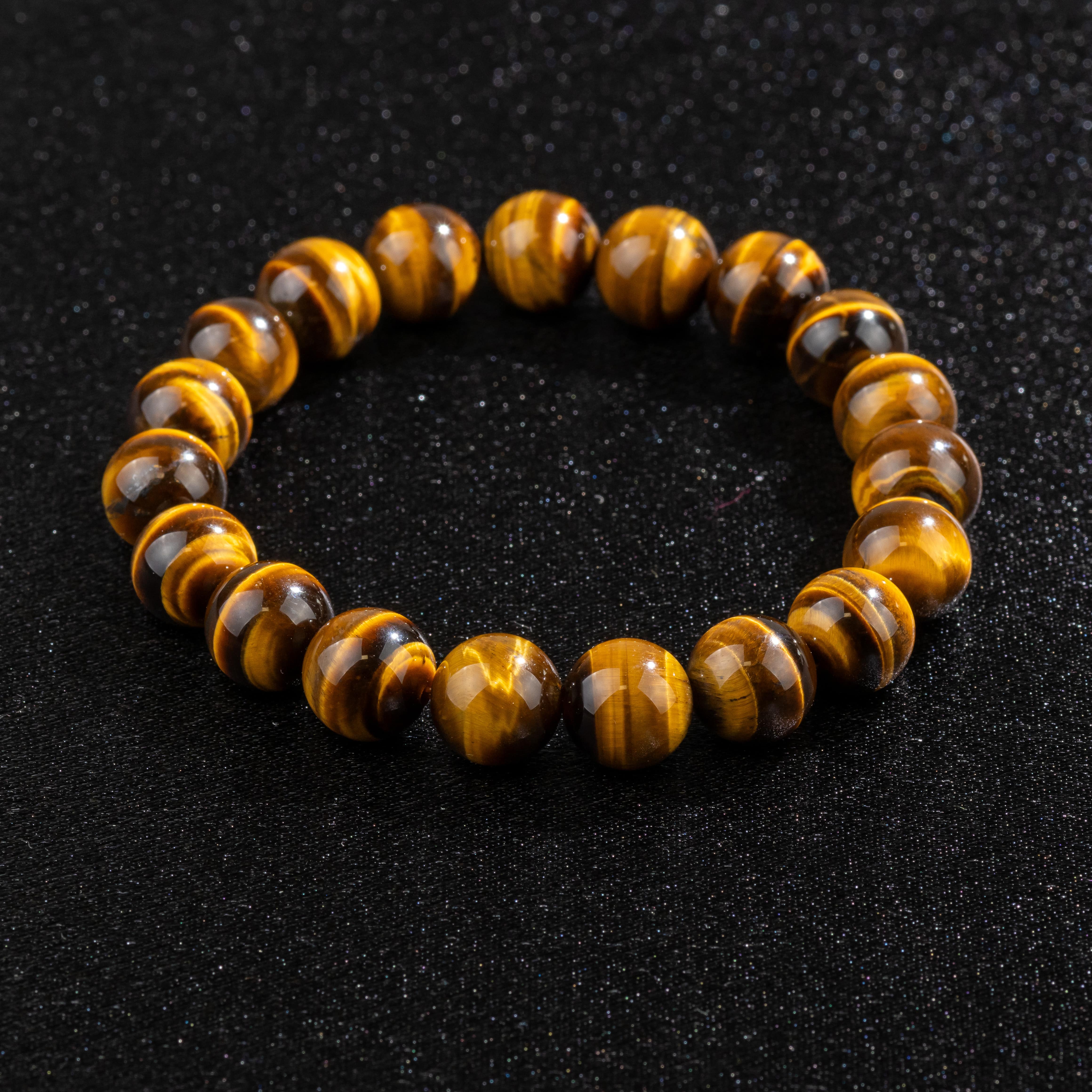 Bracelet Homme en Œil de Tigre naturel Qualité AAA (boules 10mm)