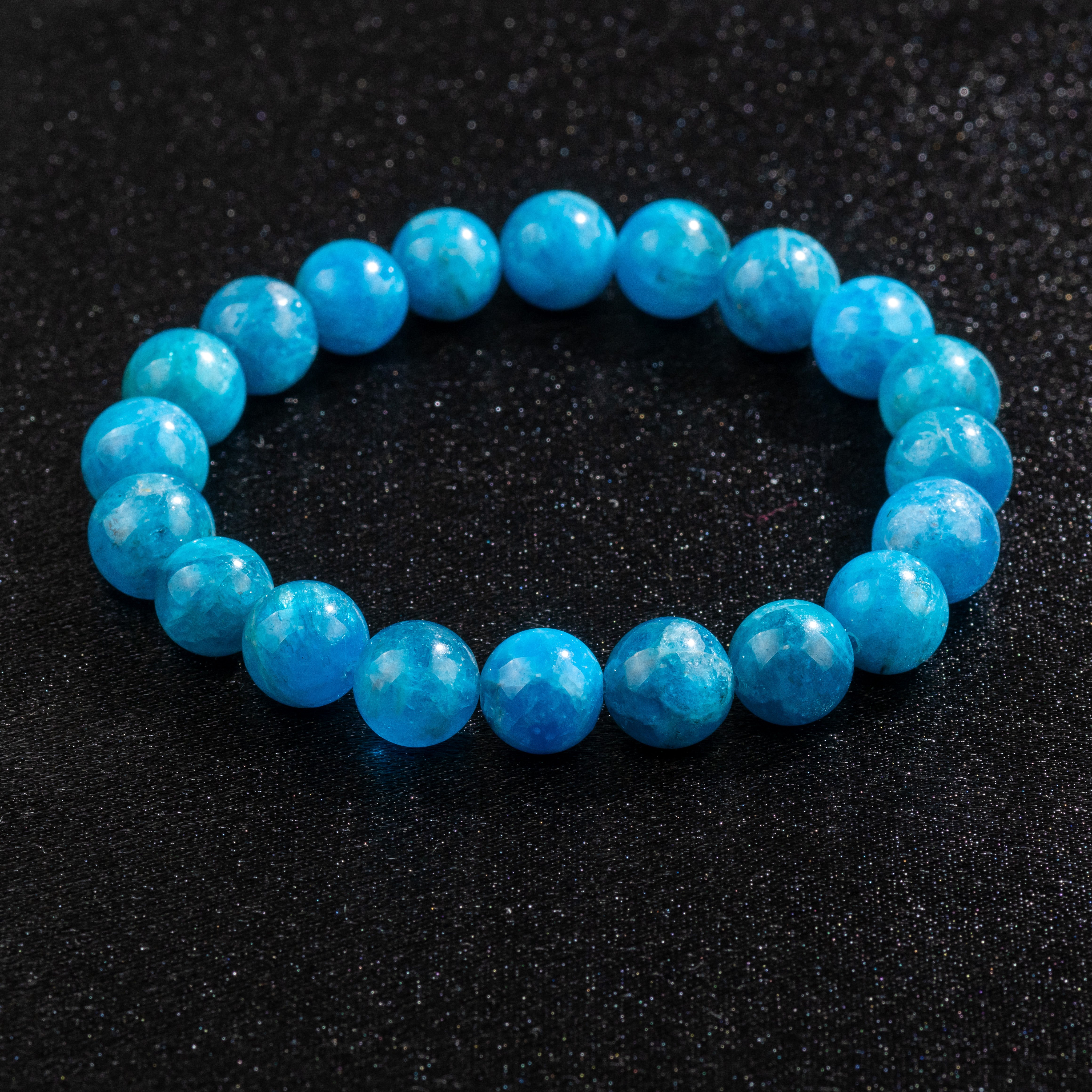 Bracelet Femme en Apatite naturelle qualité A (boules 10mm)