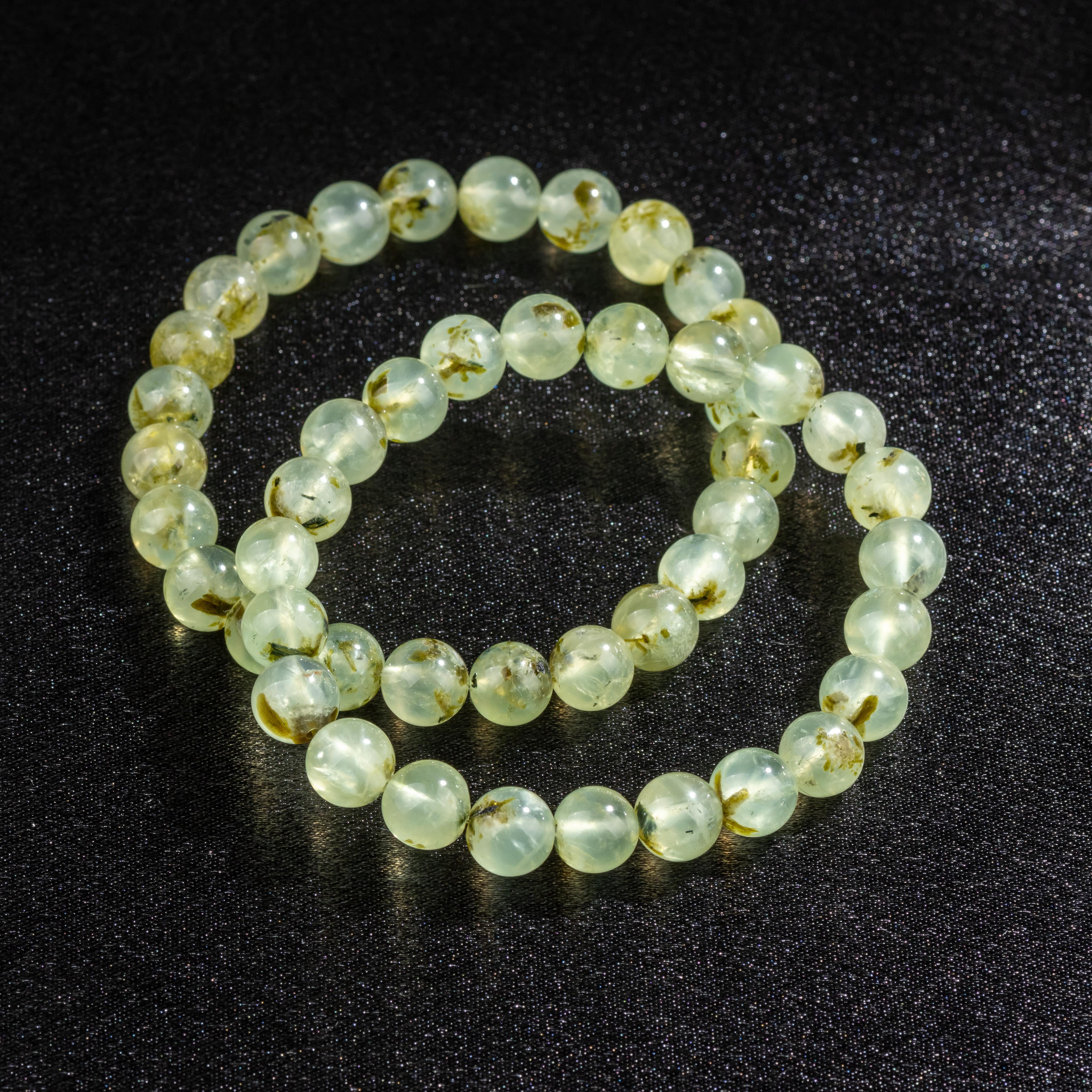 Bracelet Homme en Prehnite naturelle qualité A (boules 8mm)