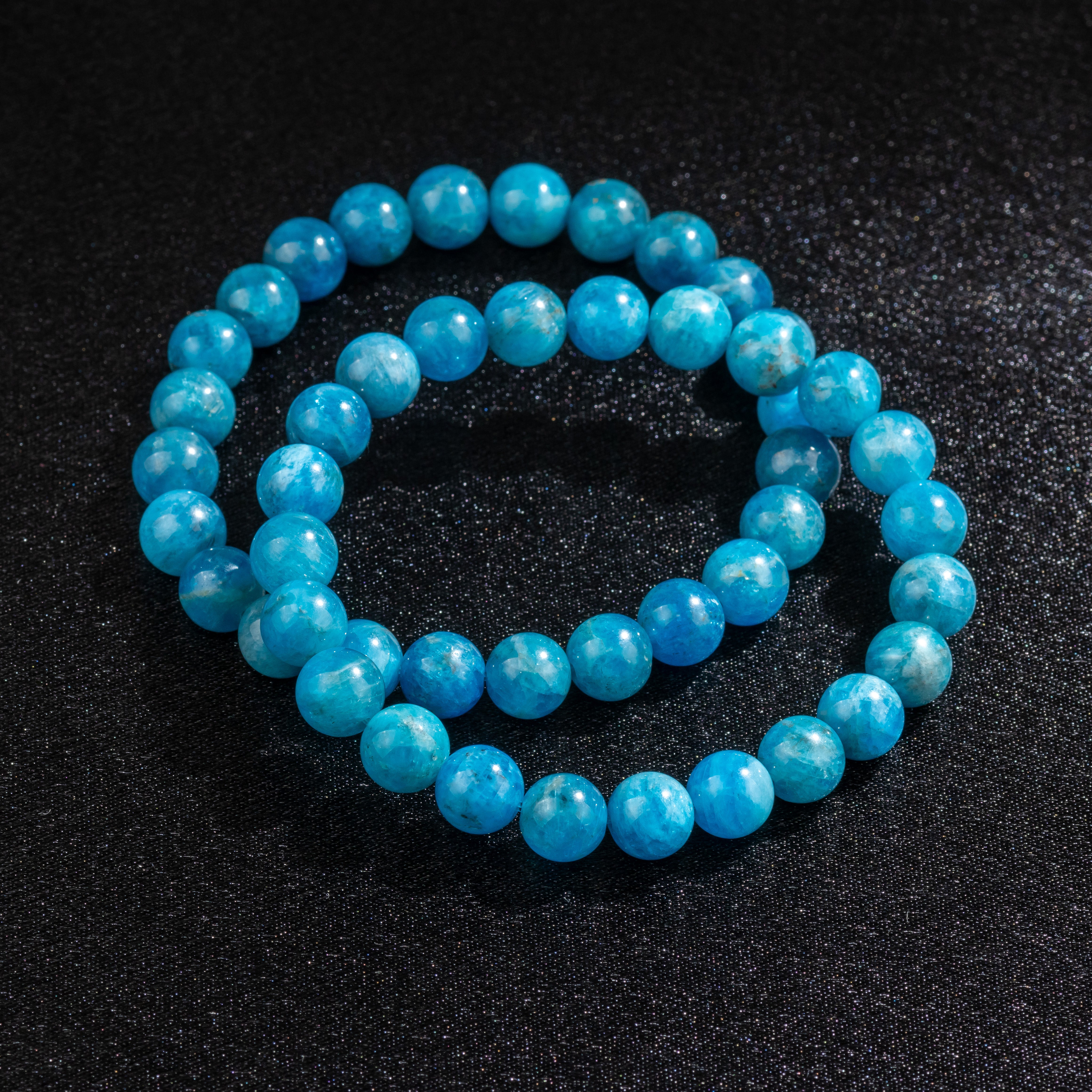 Bracelet Femme en Apatite naturelle qualité A (boules 8mm)